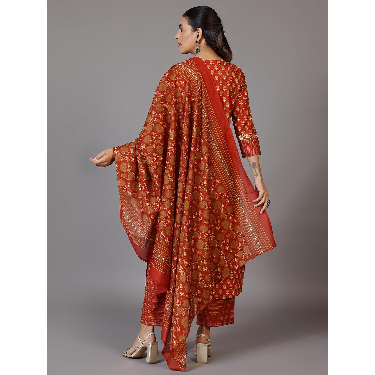 Libas Women's Cotton Kurta Set (27404_Rust