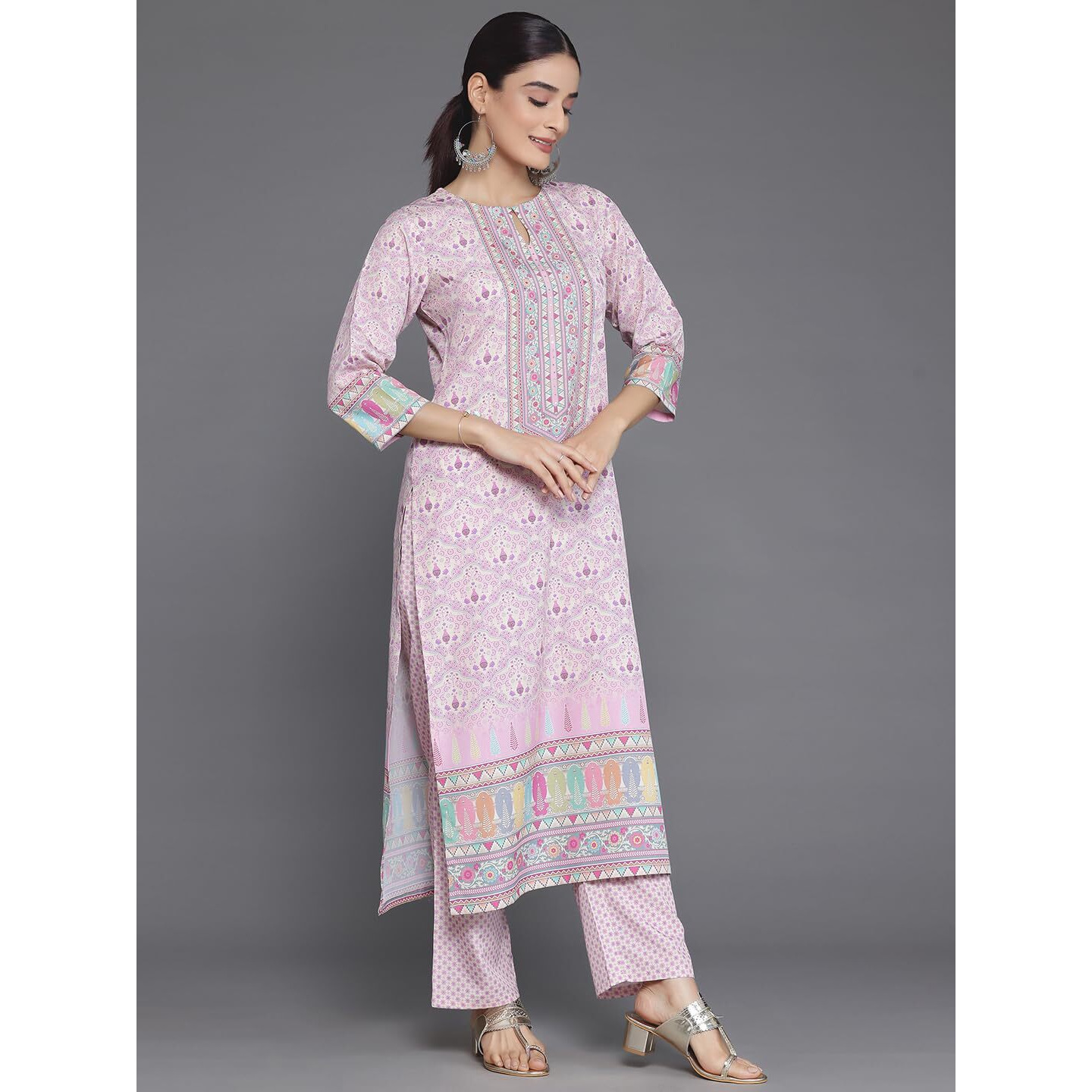 Libas Women's Poly Crepe Kurta Set (35717_Pink