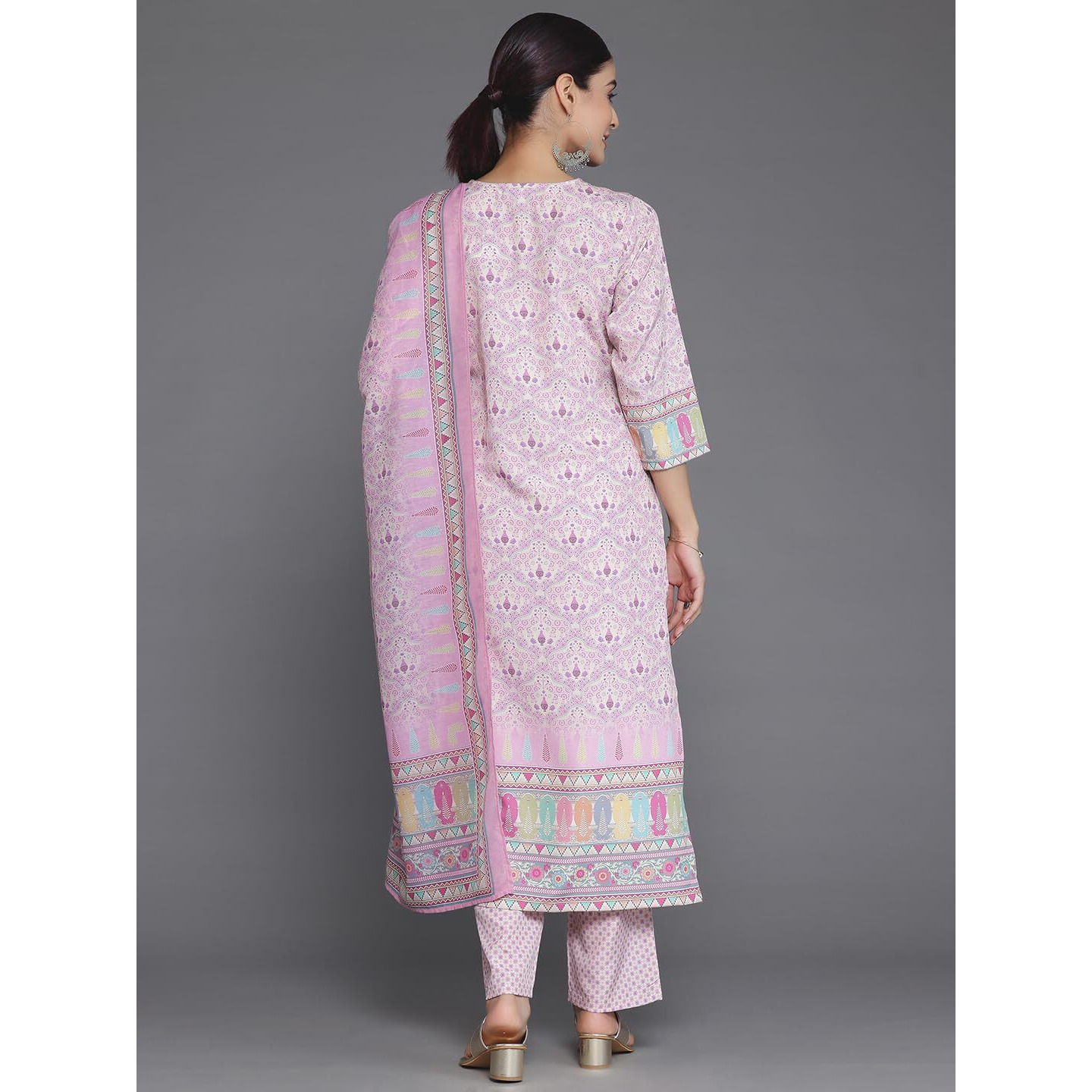 Libas Women's Poly Crepe Kurta Set (35717_Pink
