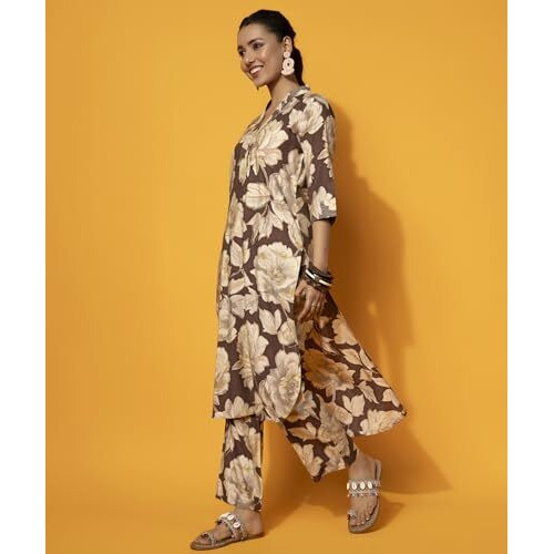 Libas Women's Silk Blend Co-Ords (35726_Brown