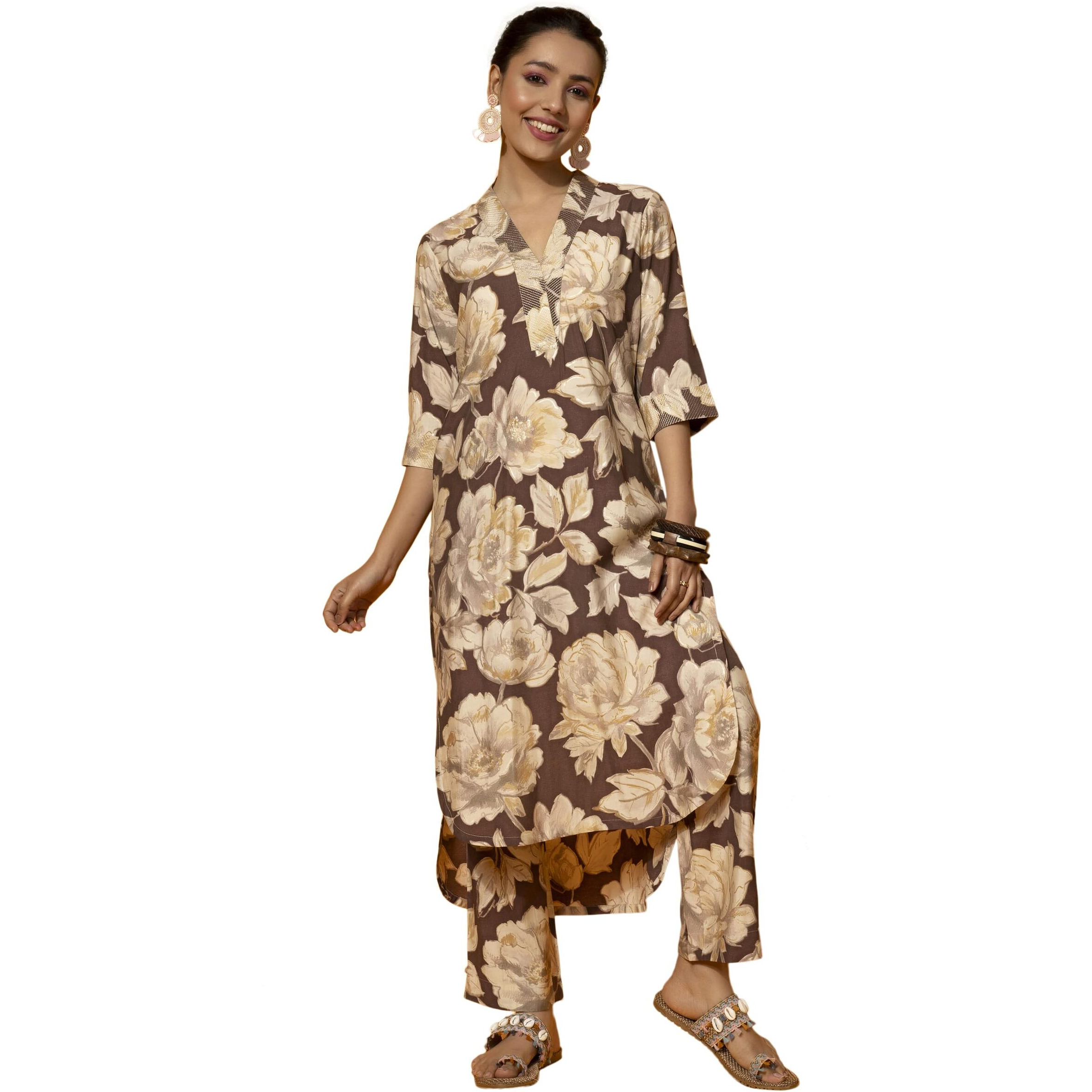 Libas Women's Silk Blend Co-Ords (35726_Brown