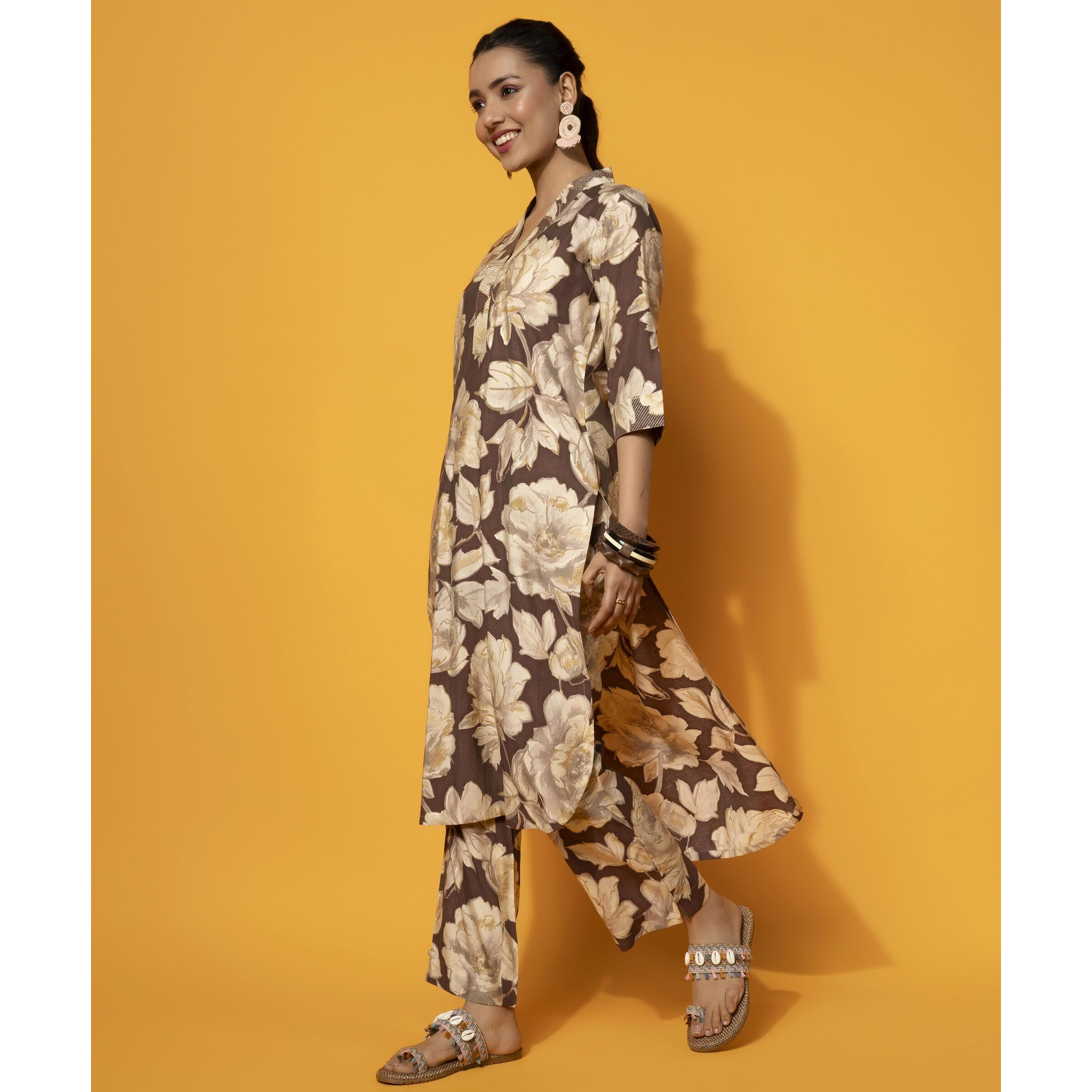 Libas Women's Silk Blend Co-Ords (35726_Brown