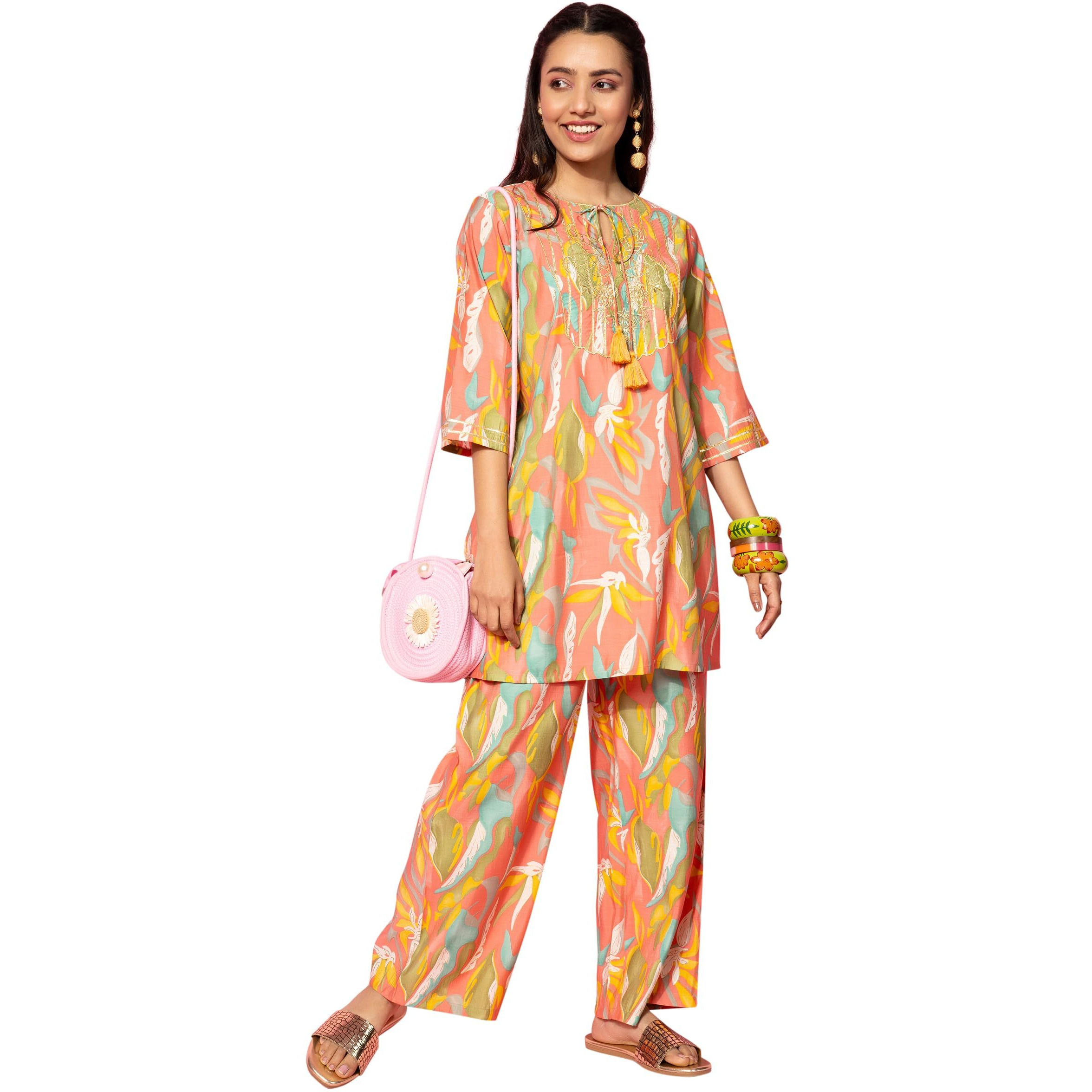 Libas Womens Printed Silk Blend Co-Ord Set For Women