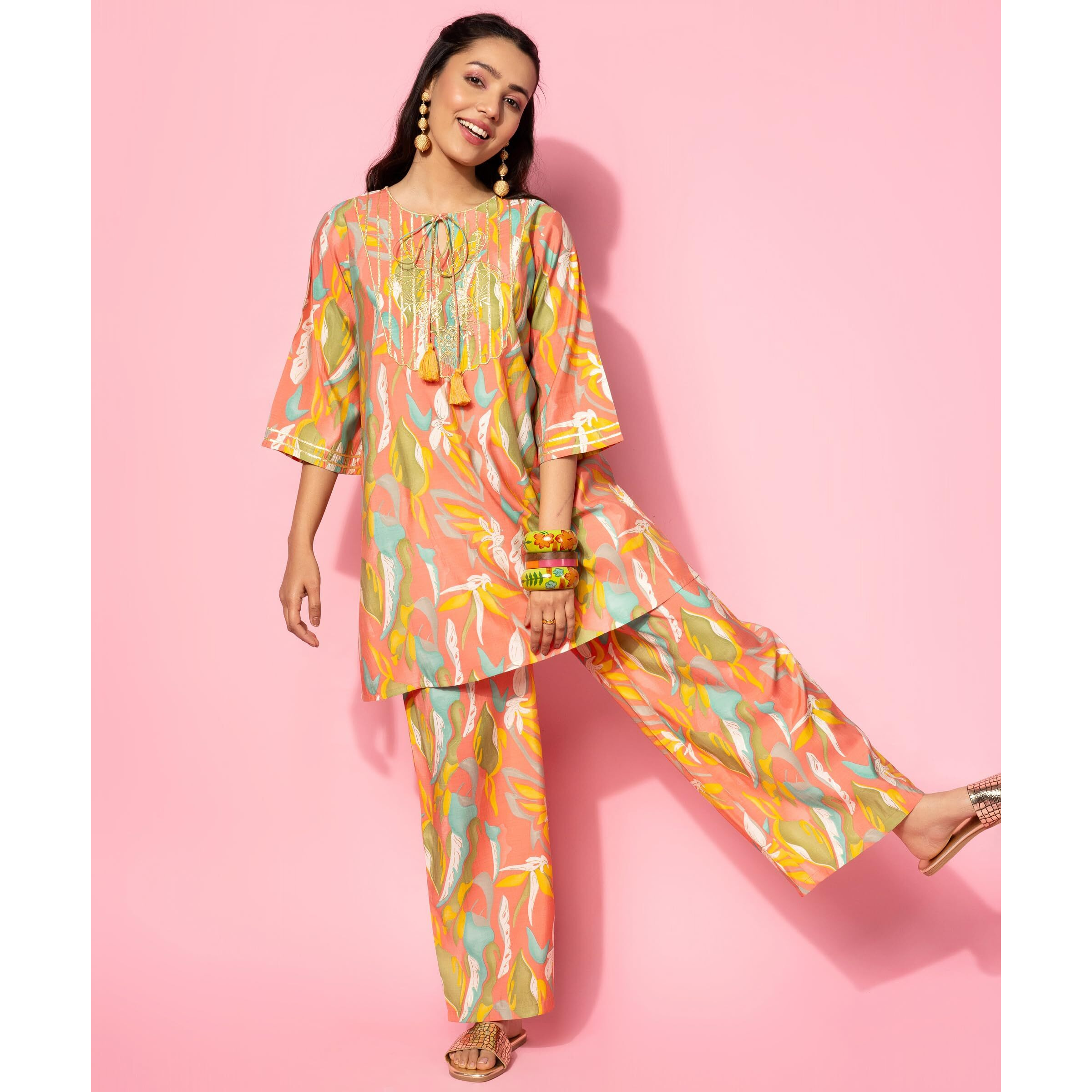 Libas Womens Printed Silk Blend Co-Ord Set For Women