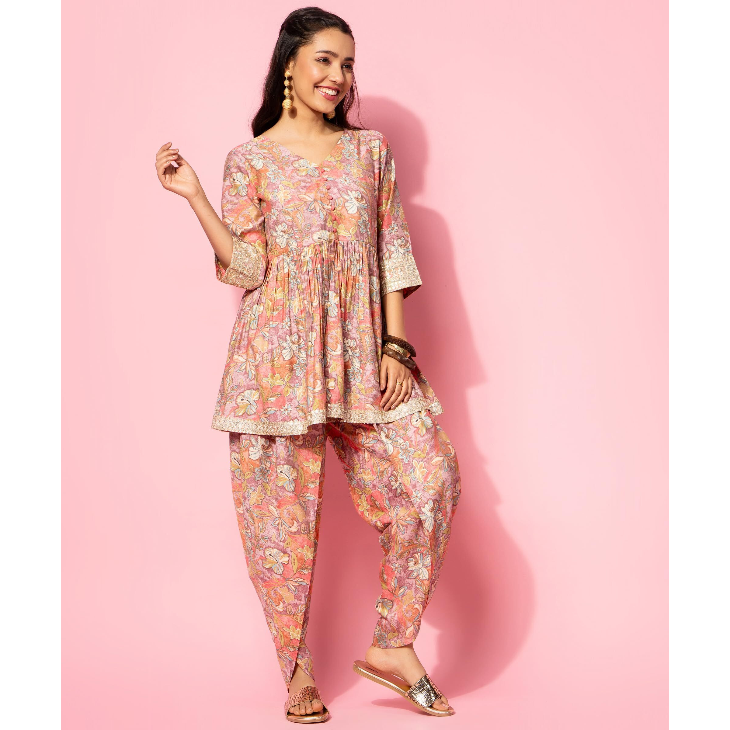 Libas Womens Printed Silk Blend Co-Ord Set For Women