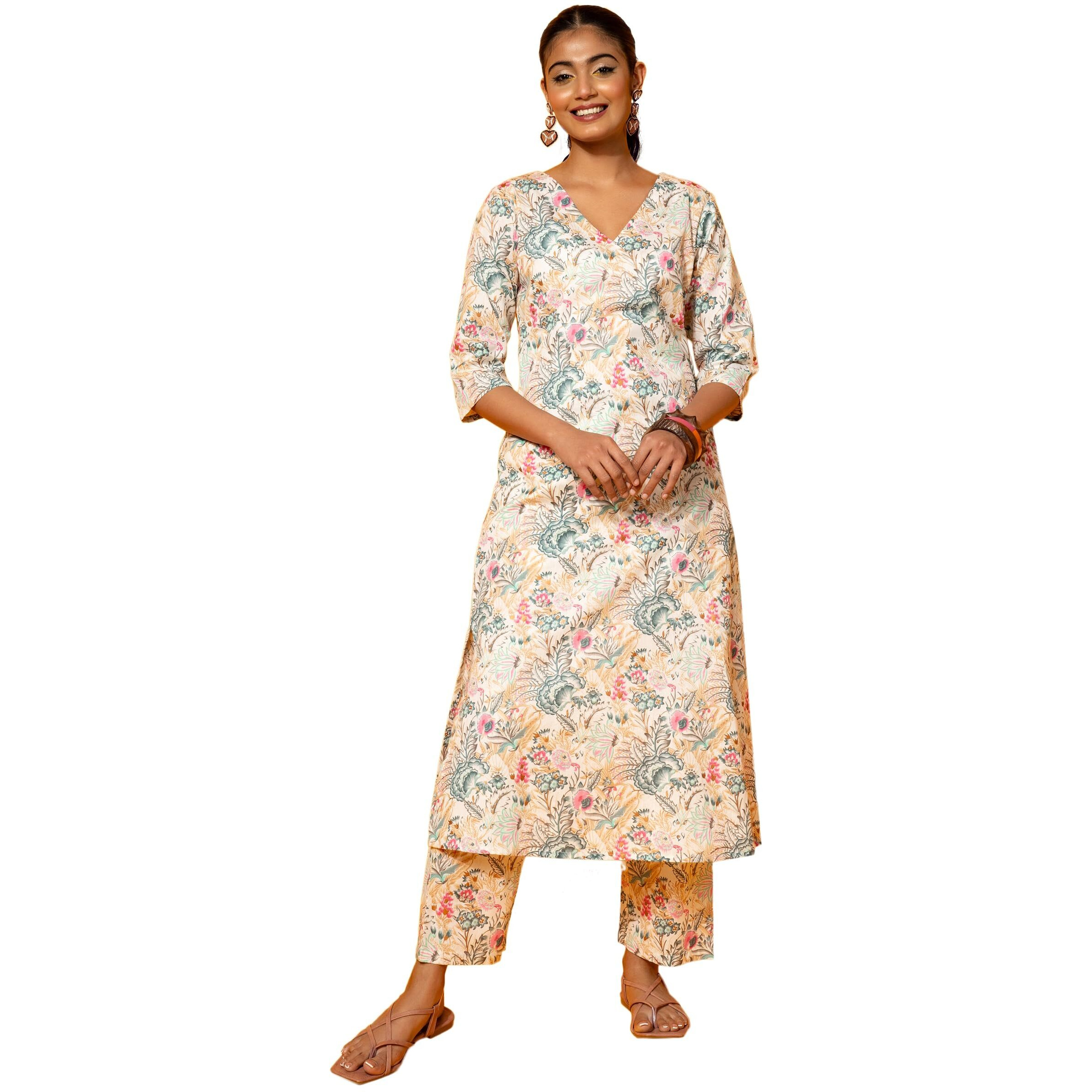 Libas Women's Cotton Co-Ords (35786_Cream