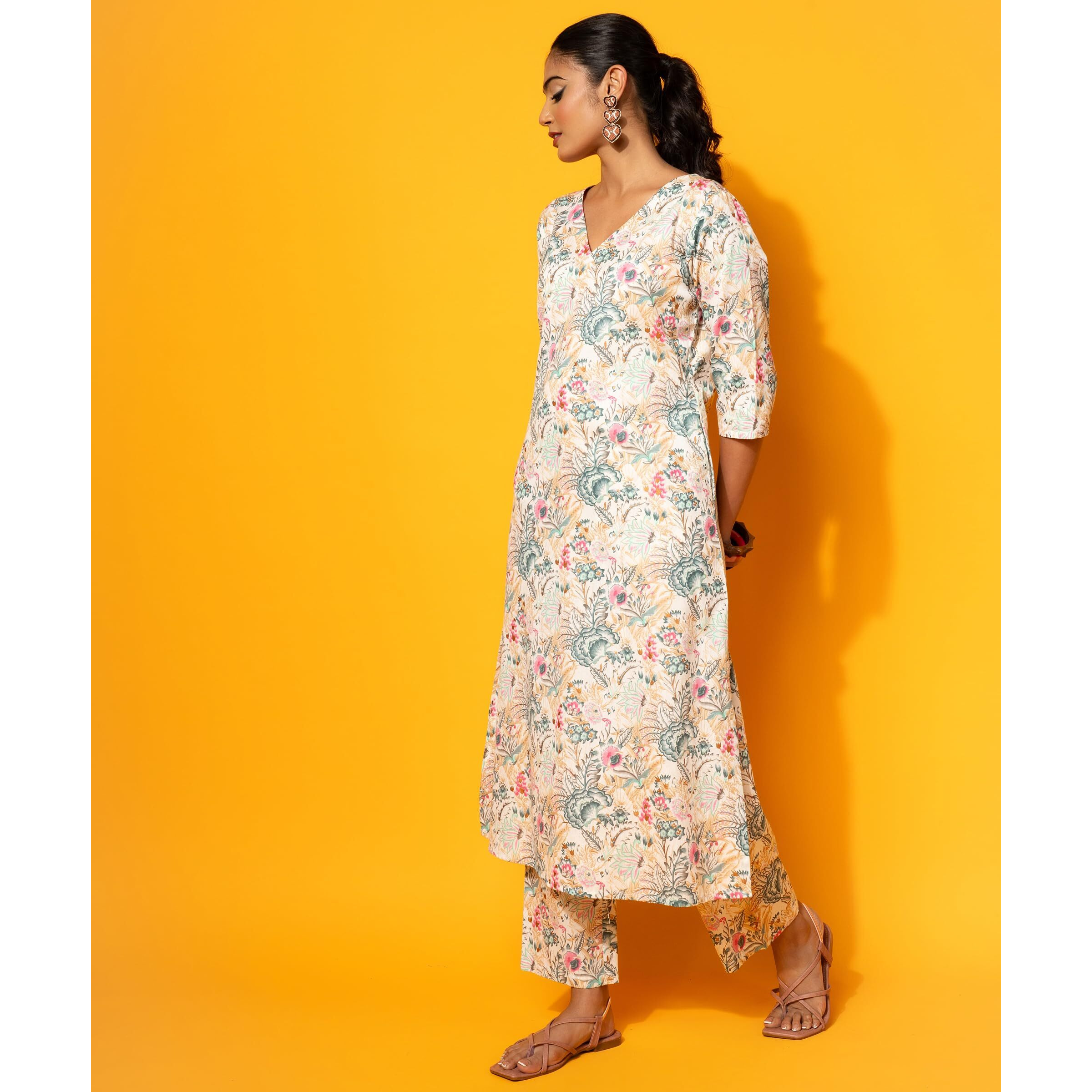 Libas Women's Cotton Co-Ords (35786_Cream