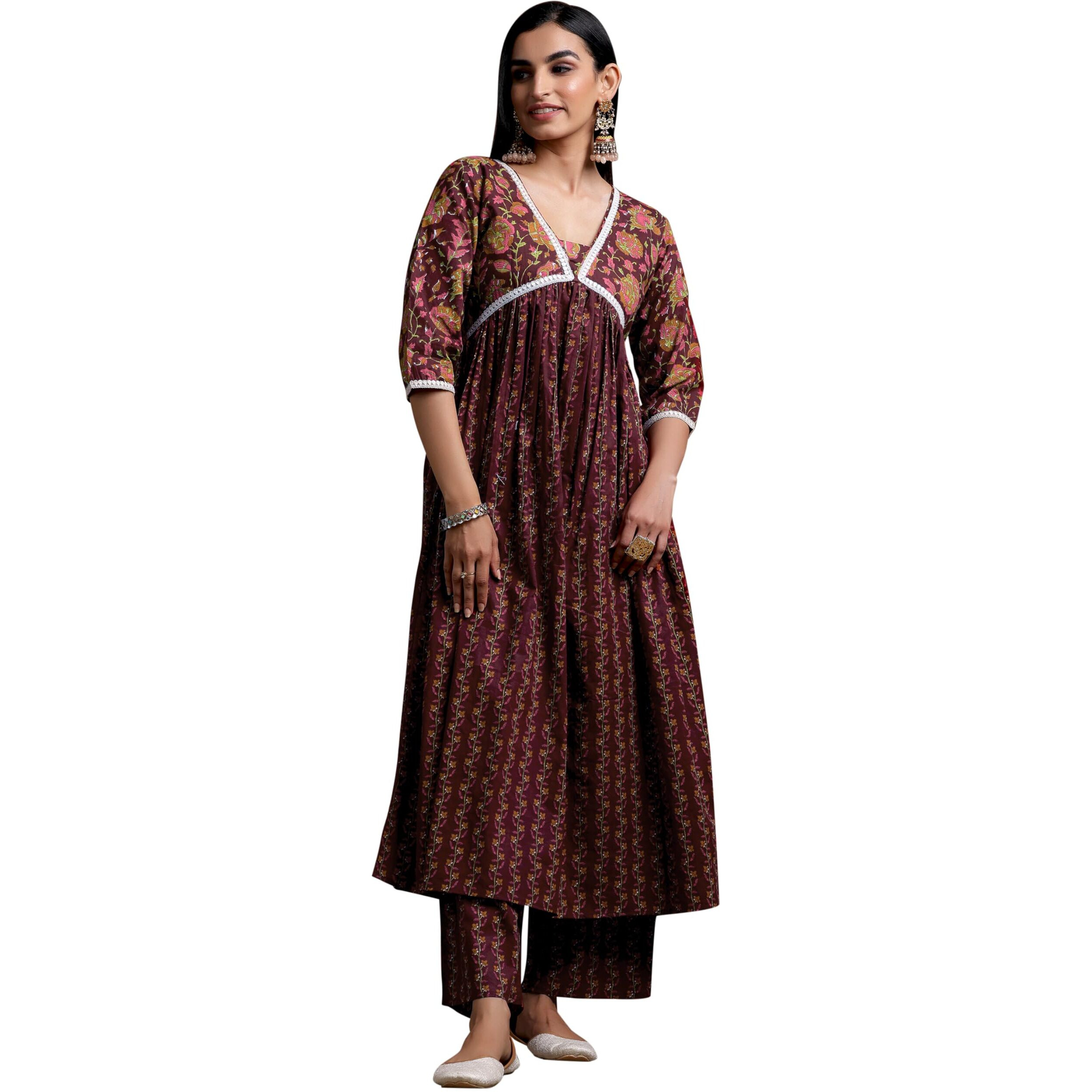 Libas Women's Cotton Kurta Set (35774_Rust