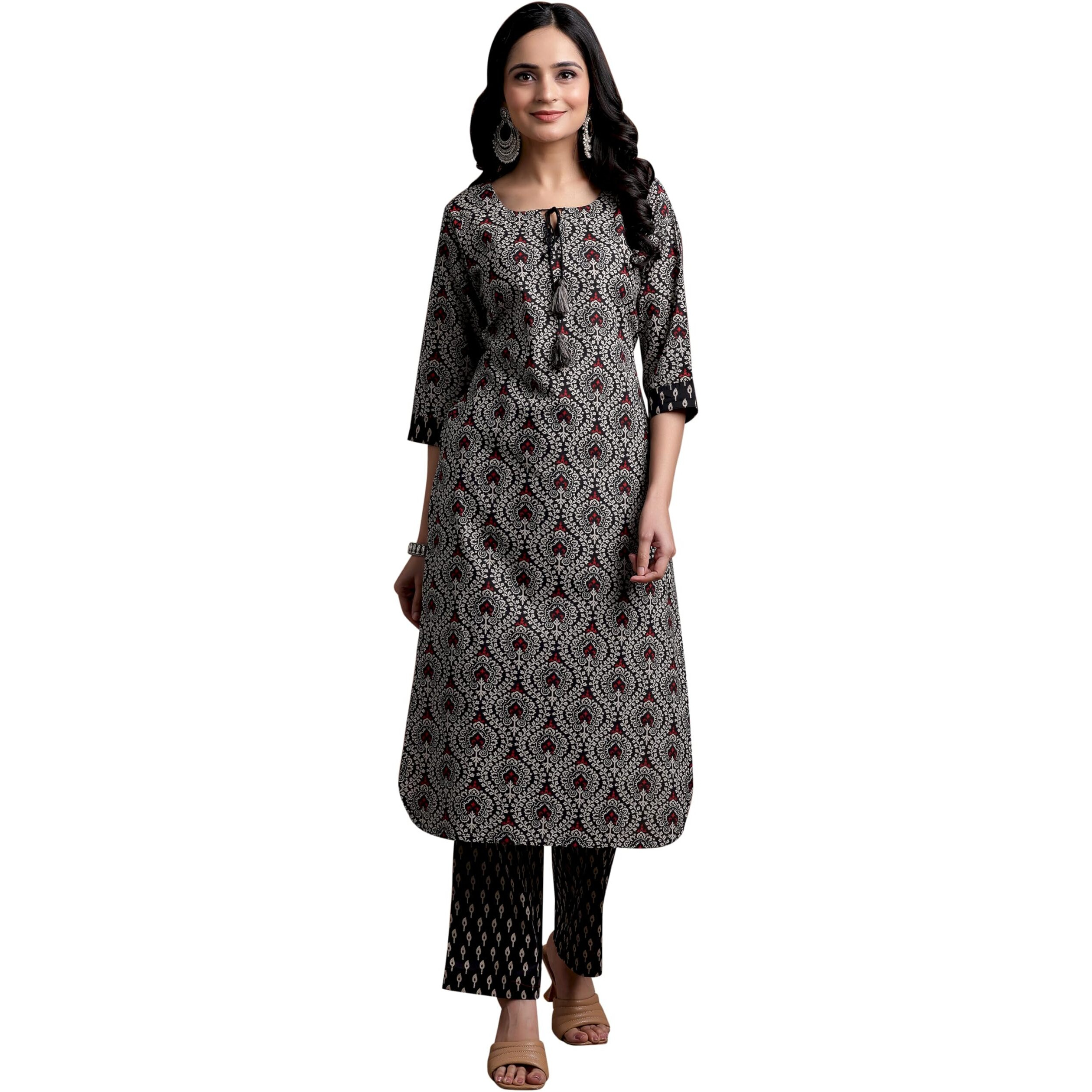 Libas Women's Cotton Kurta Set (35777_Black_S)