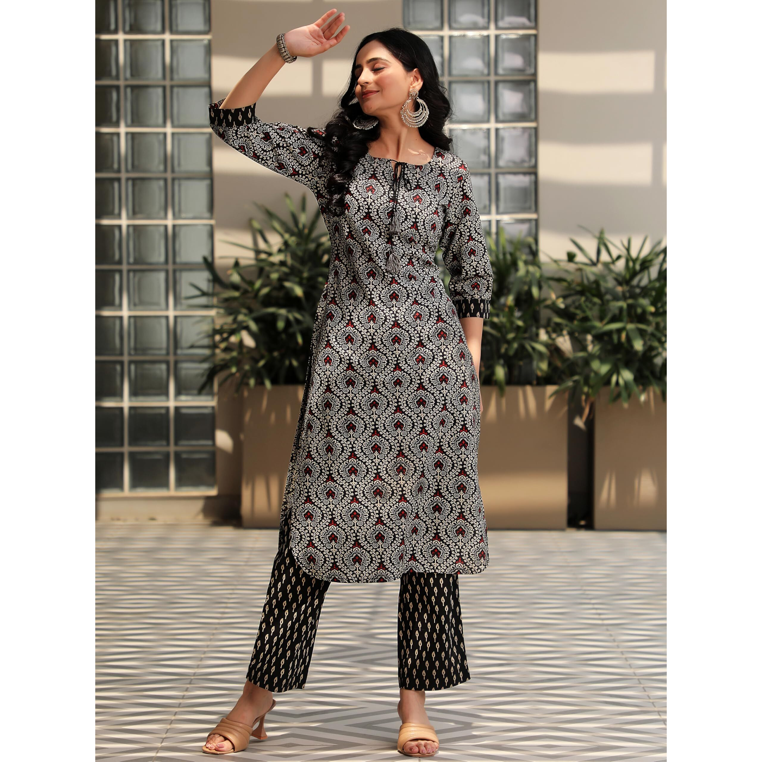 Libas Women's Cotton Kurta Set (35777_Black_S)