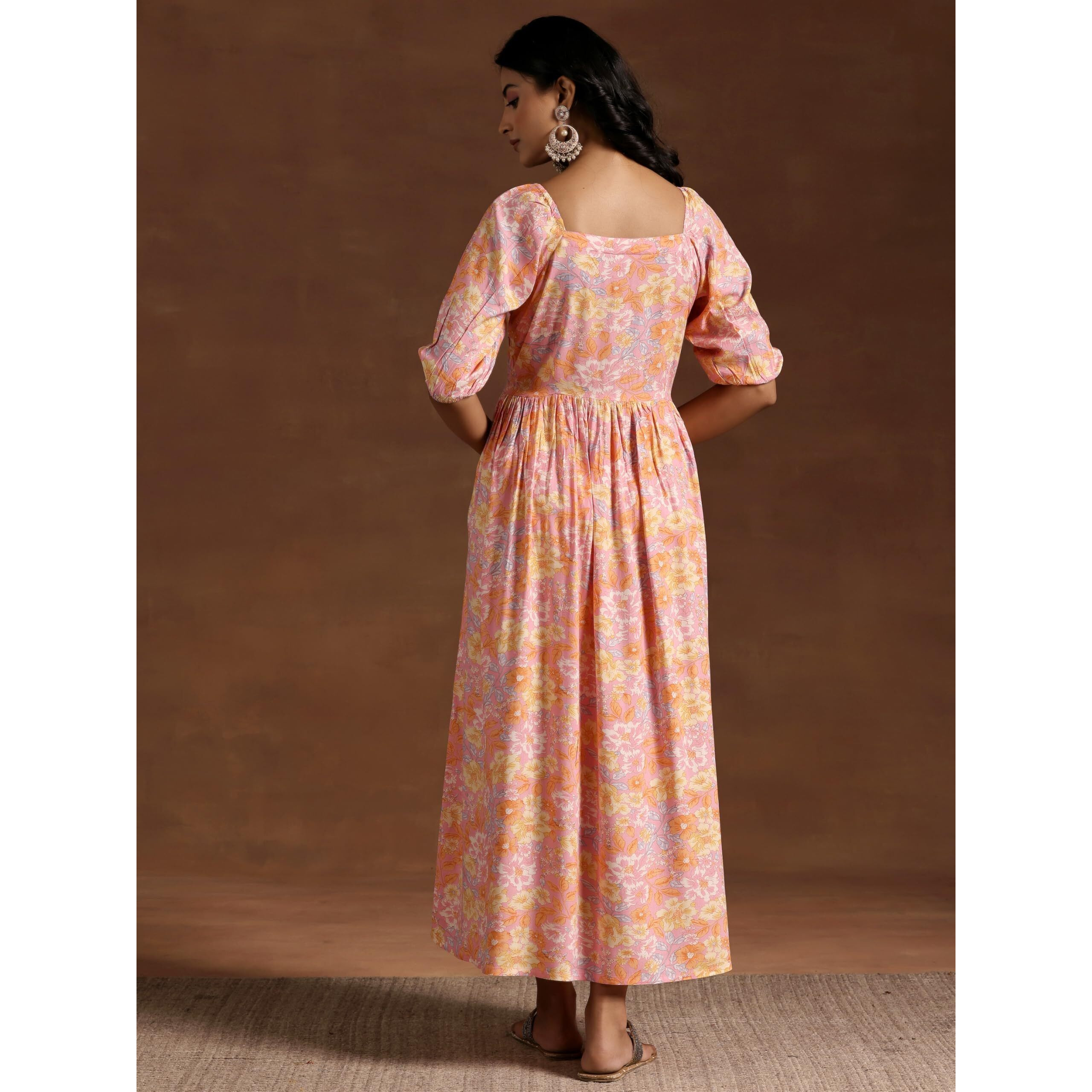 Libas Women's Rayon Fit And Flare Maxi Dress (29080_Peach