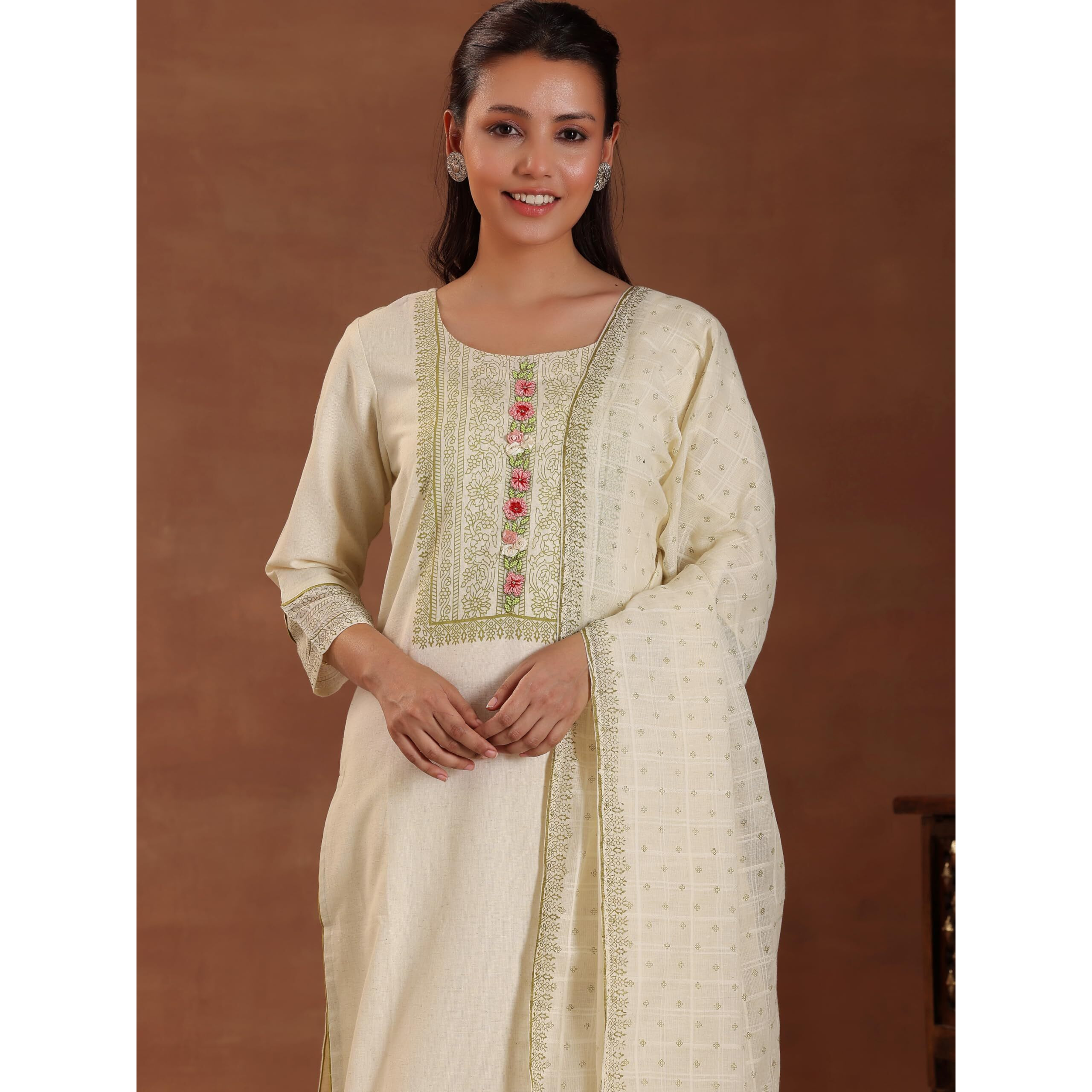 Libas Women's Pure Cotton Kurta Sets (27518_Off White