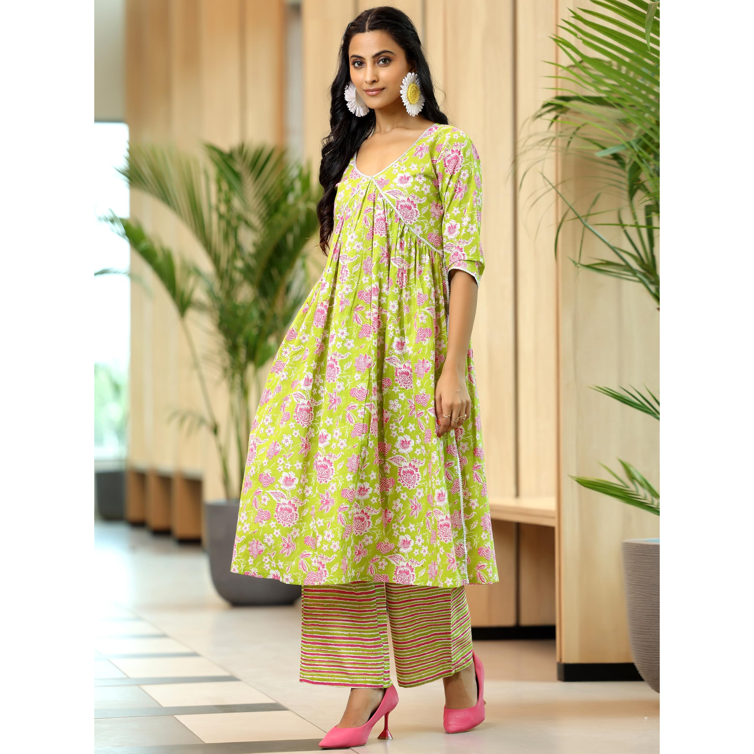 Libas Women's Pure Cotton Kurta Sets (35806_Green