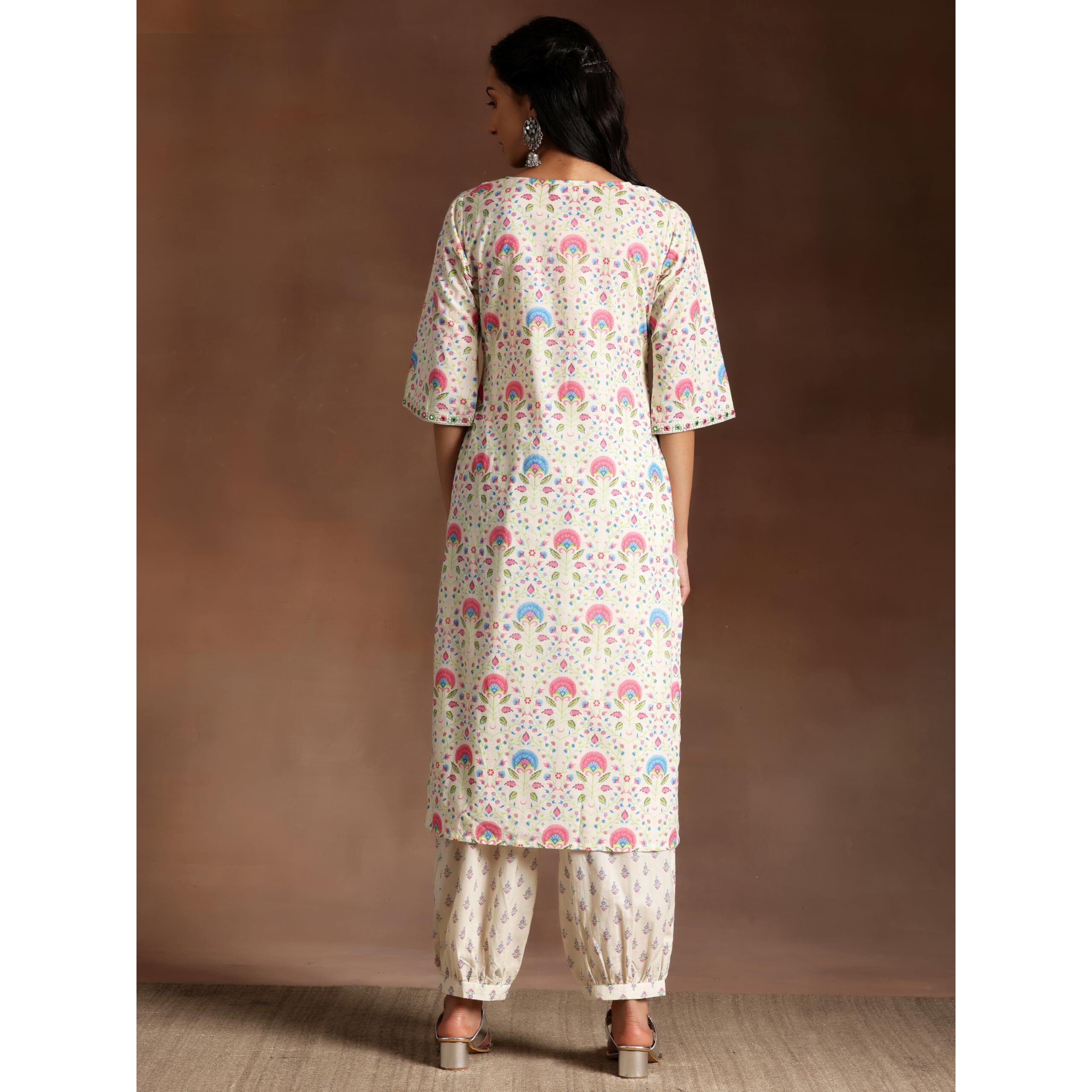 Libas Womens Printed Cotton Straight Kurta With Salwar