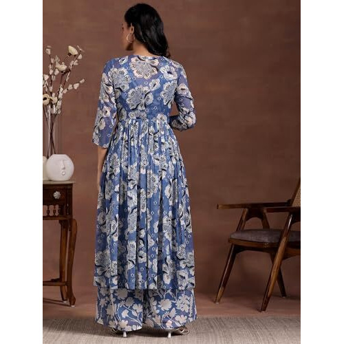 Libas Women's Chiffon Co-Ords (27571_Blue