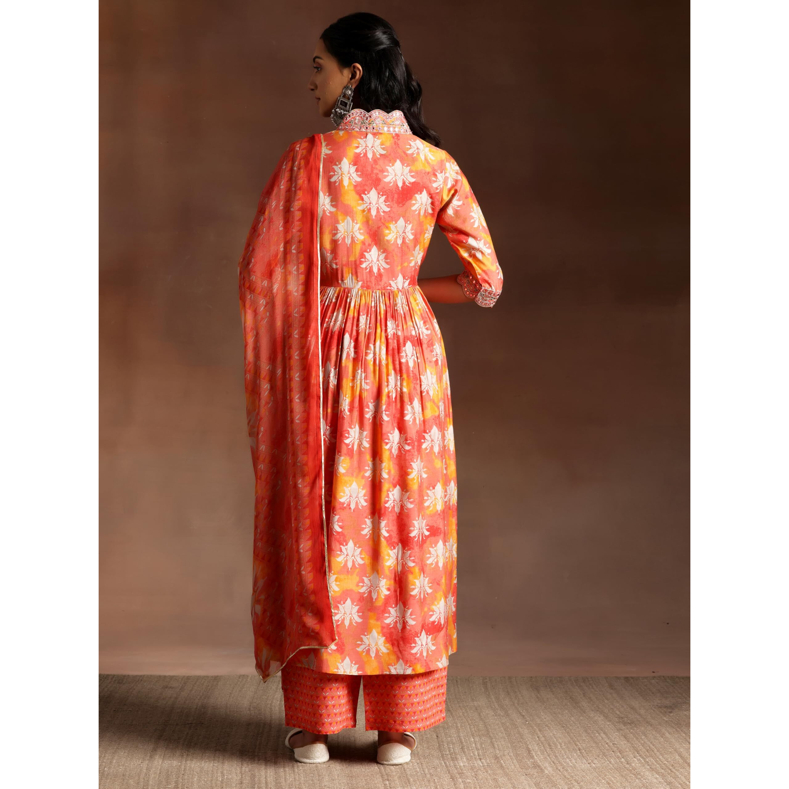 Libas Women's Silk Blend Kurta Set (35816_Orange