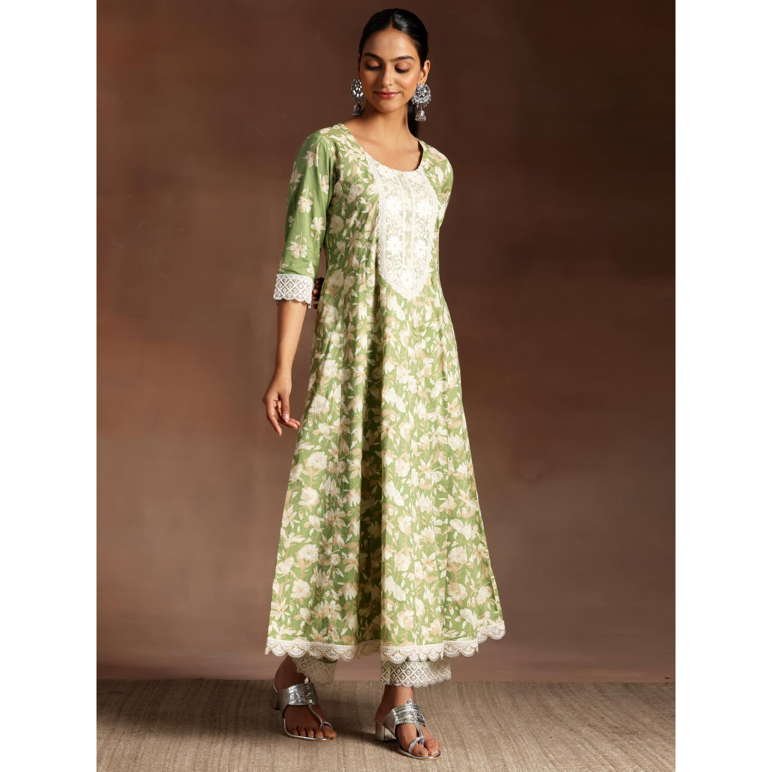 Libas Women's Cotton Kurta Set (35823_Green
