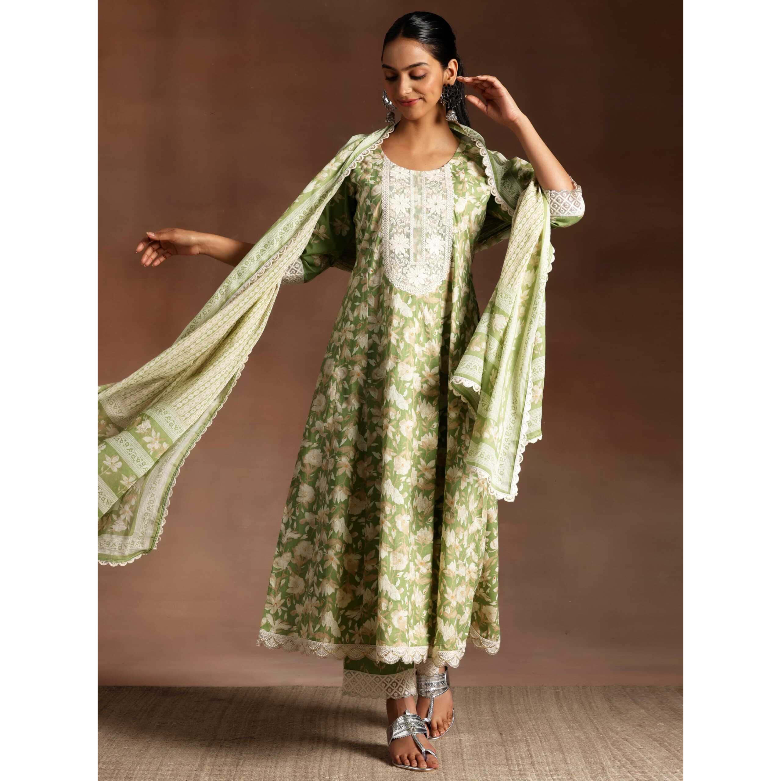 Libas Women's Cotton Kurta Set (35823_Green