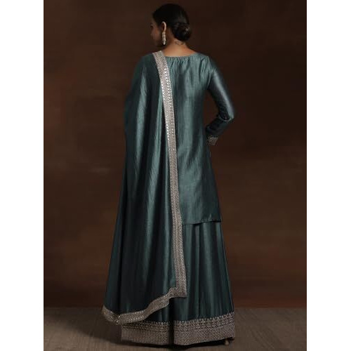 Libas Women's Silk Blend Kurta Set (27619_Grey