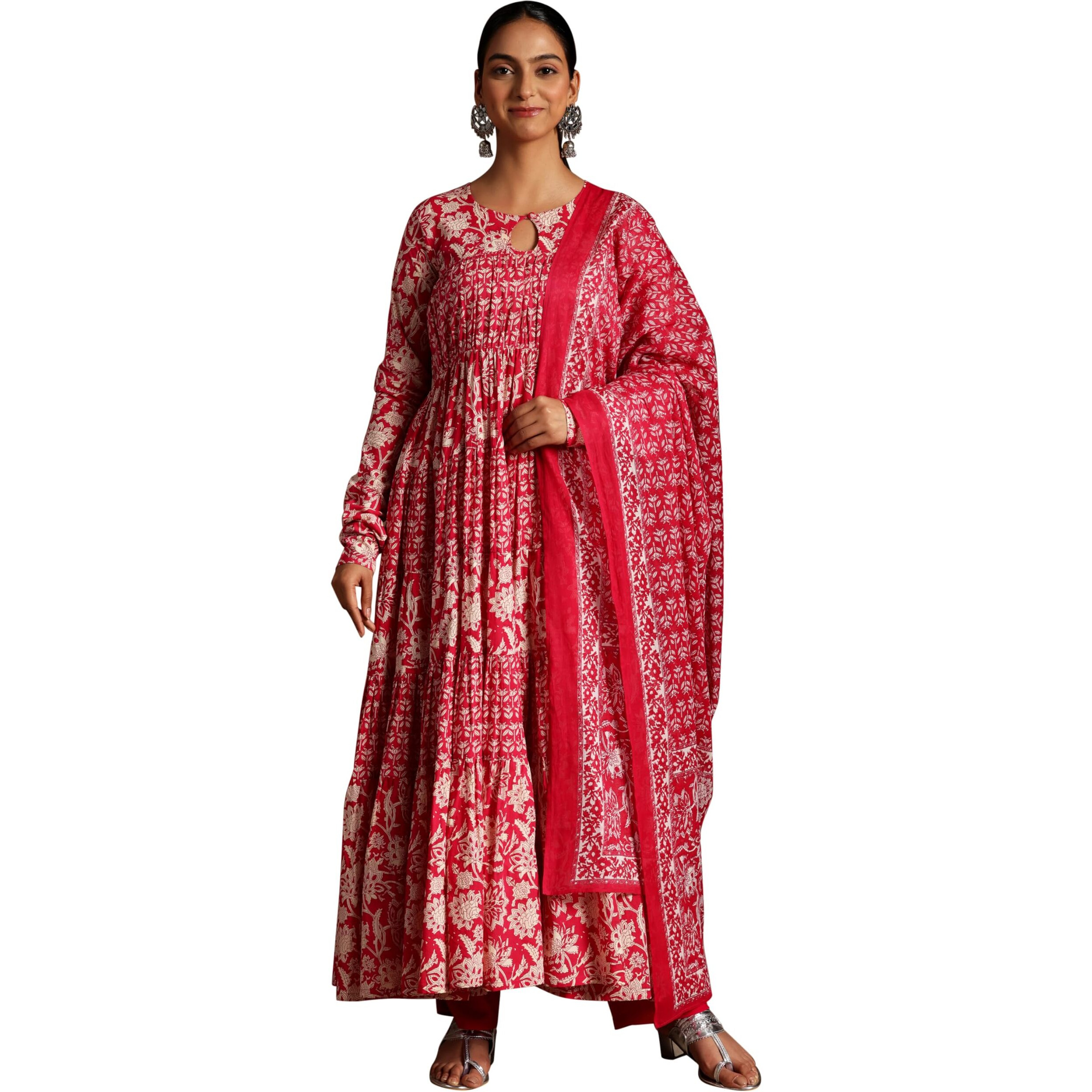 Libas Women's Pure Cotton Kurta Sets (35904_Pink 1_Xl)