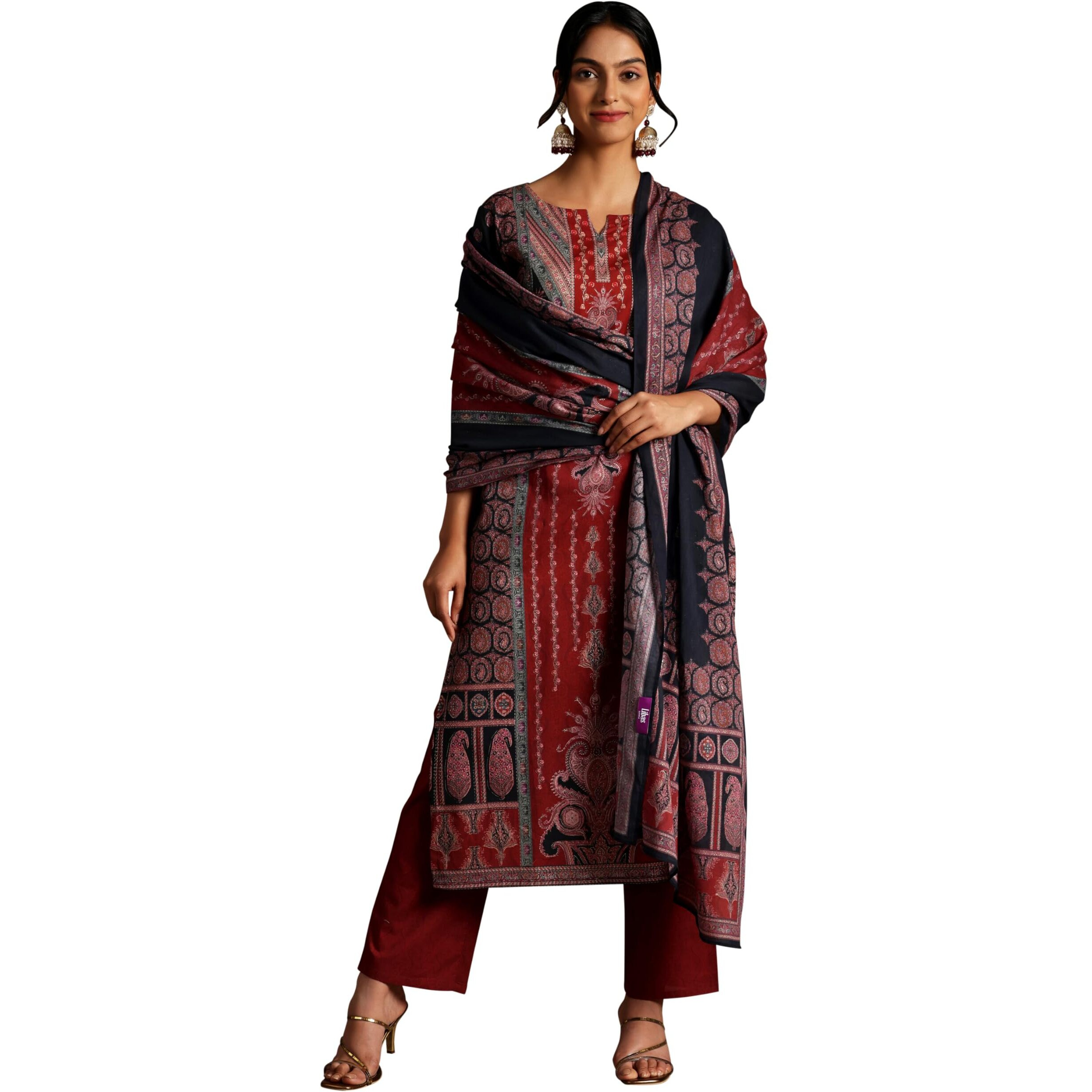 Libas Women's Cotton Kurta Set (35918_Black