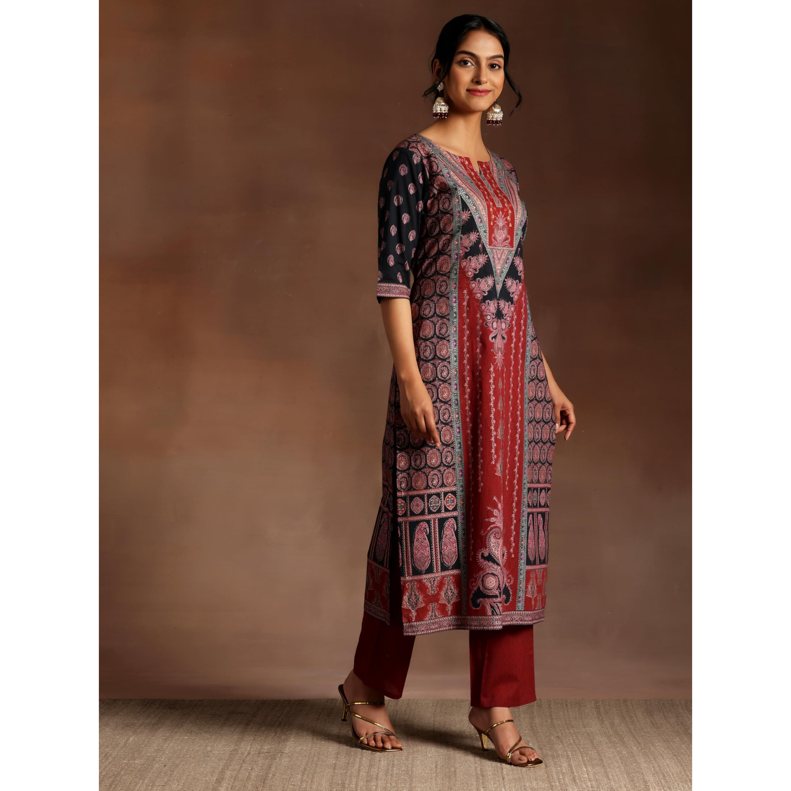 Libas Women's Cotton Kurta Set (35918_Black