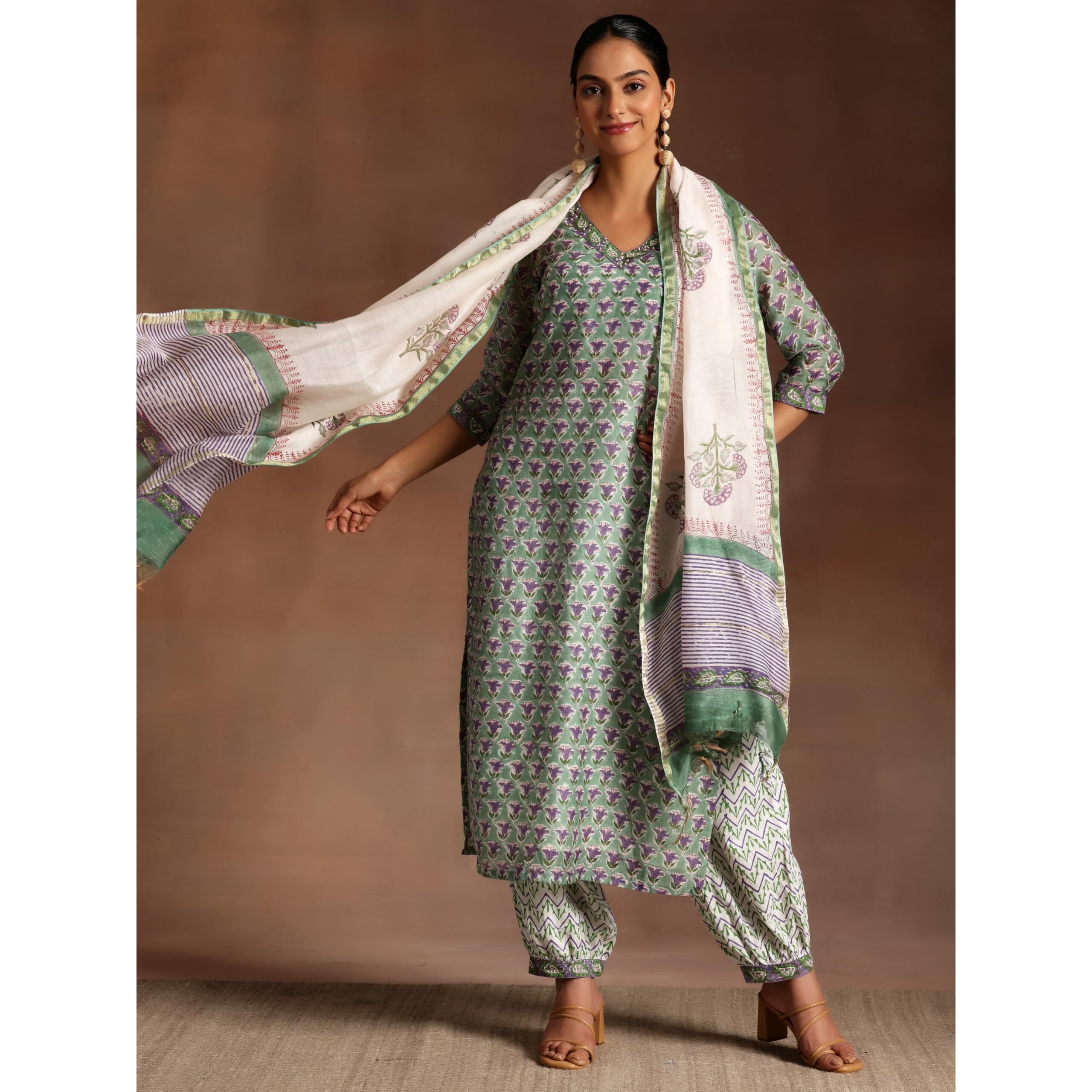 Libas Women's Cotton Kurta Set (35923_Green