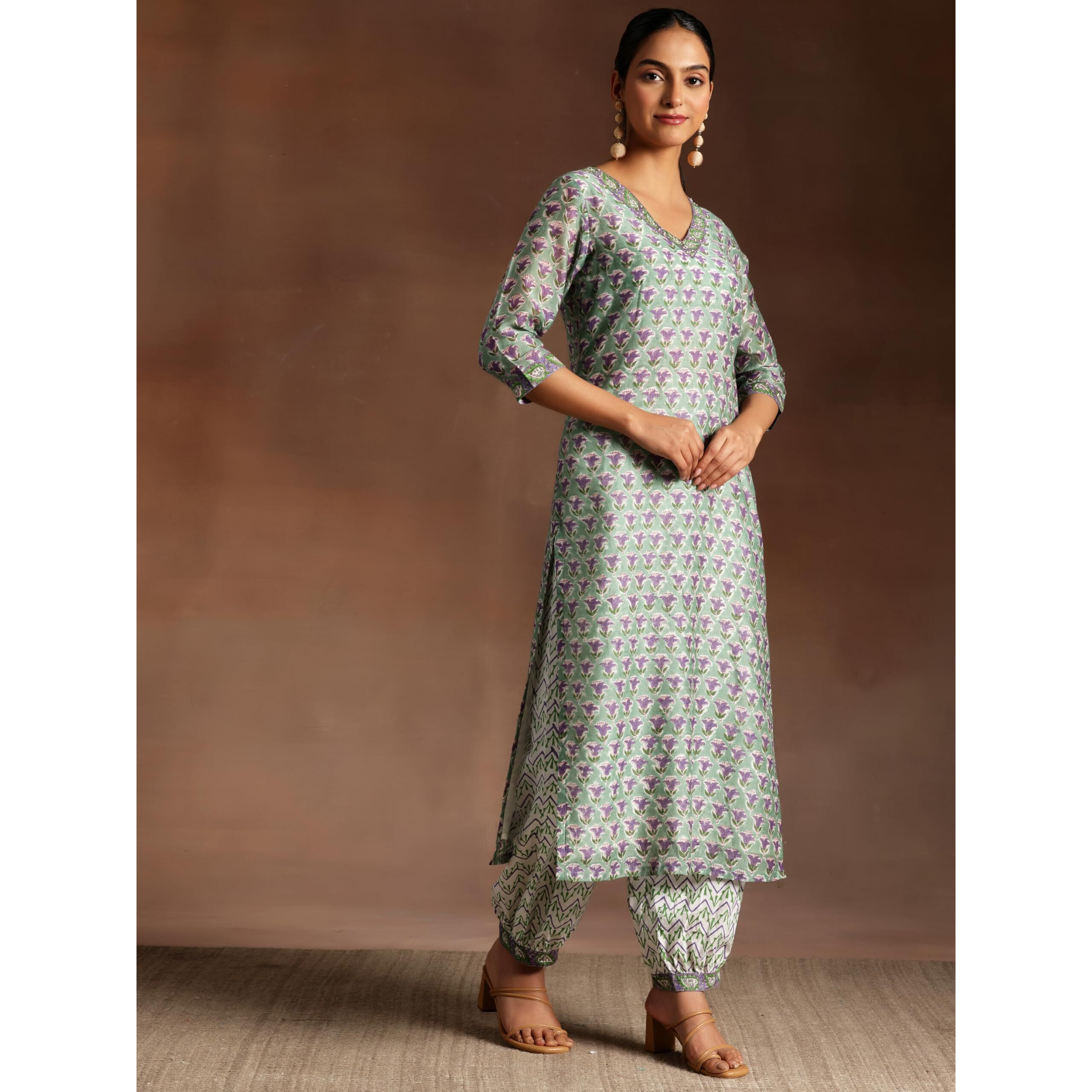 Libas Women's Cotton Kurta Set (35923_Green