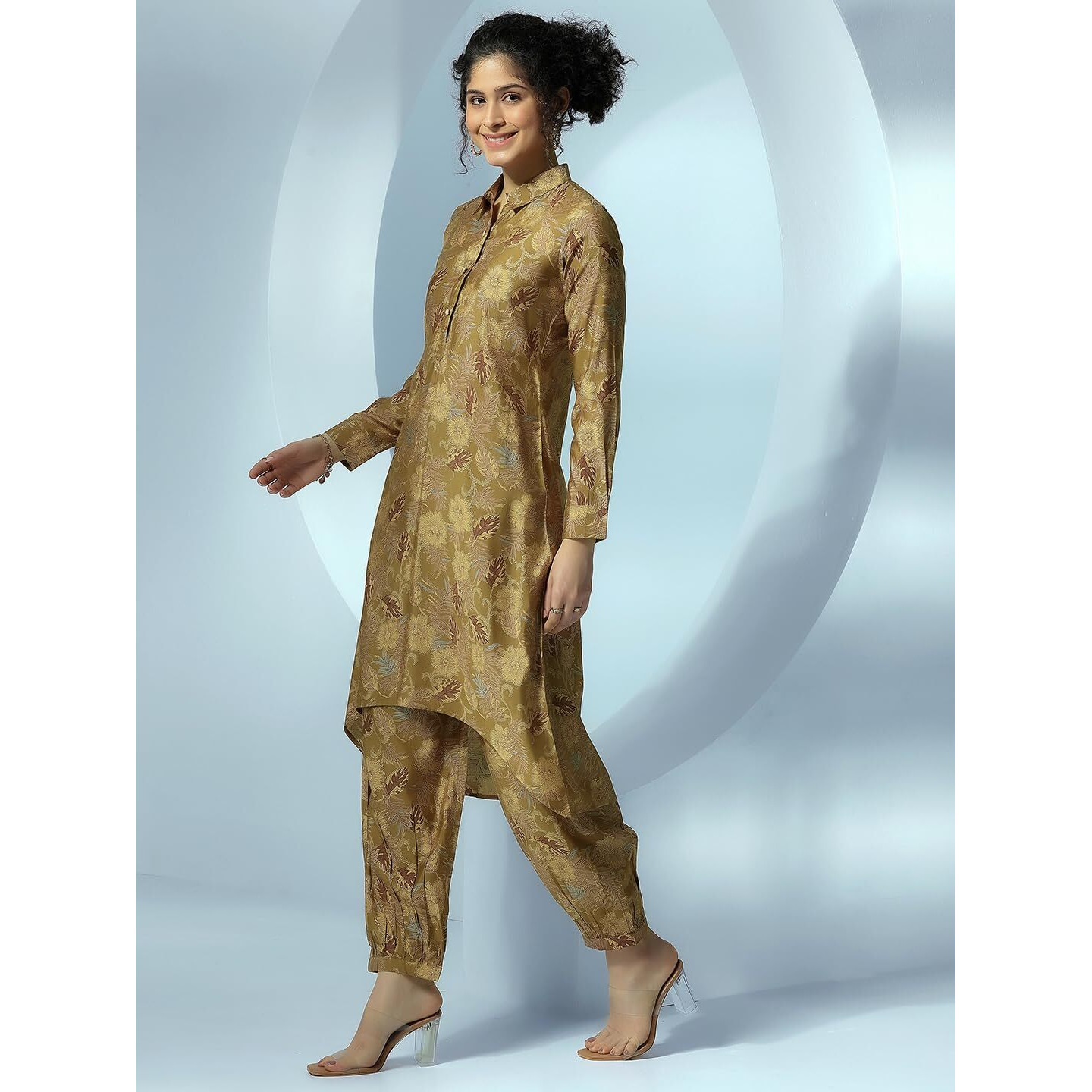 Libas Women's Silk Blend Co-Ords (27802_Olive_L)