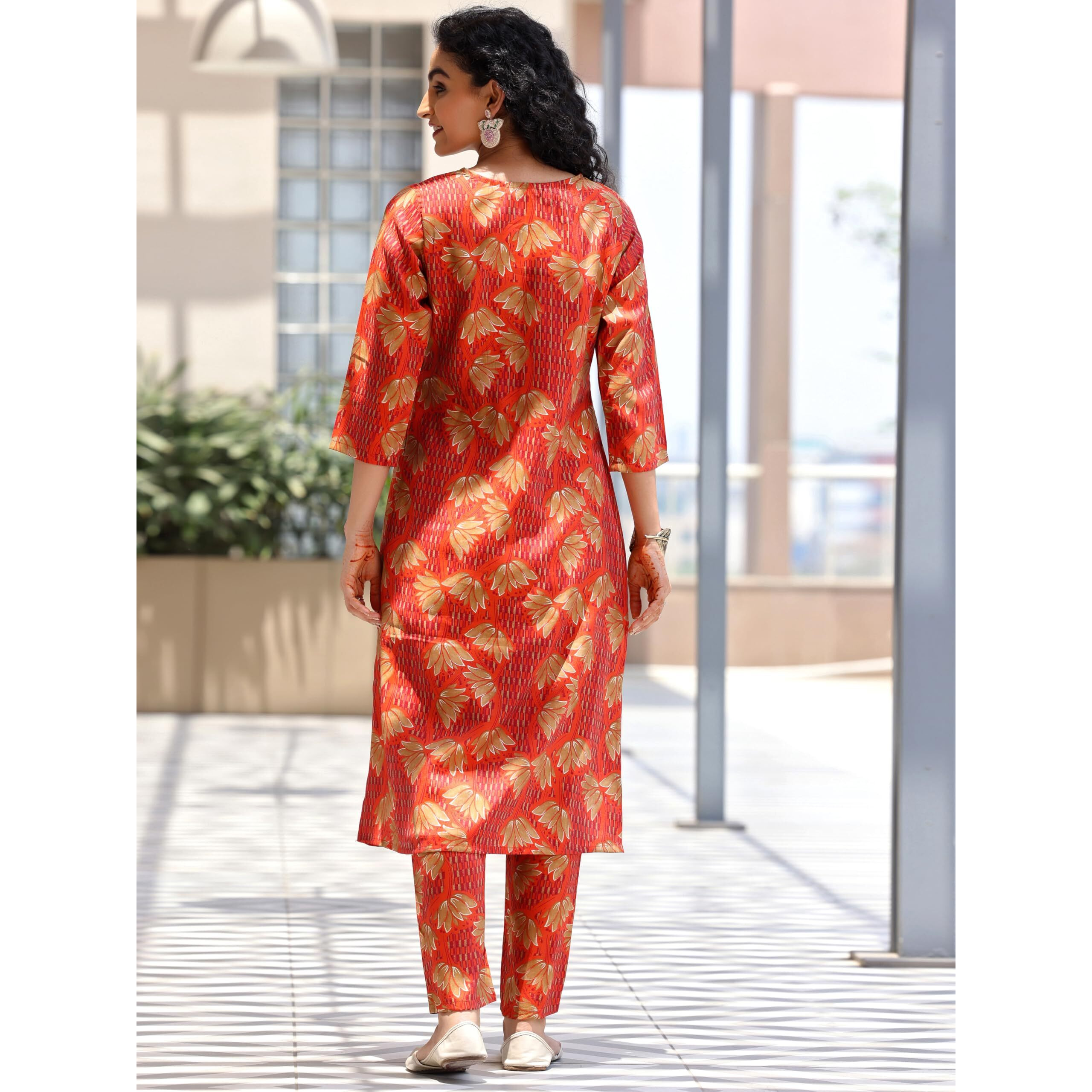 Libas Women's Silk Blend Co-Ords (27809_Orange