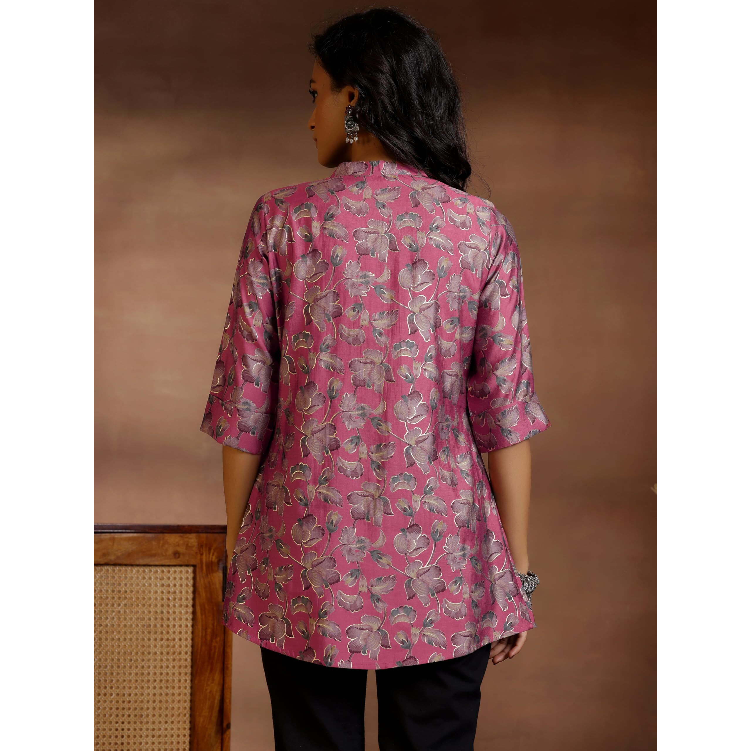 Libas Women's Silk Blend Regular Kurta (37213_Mauve