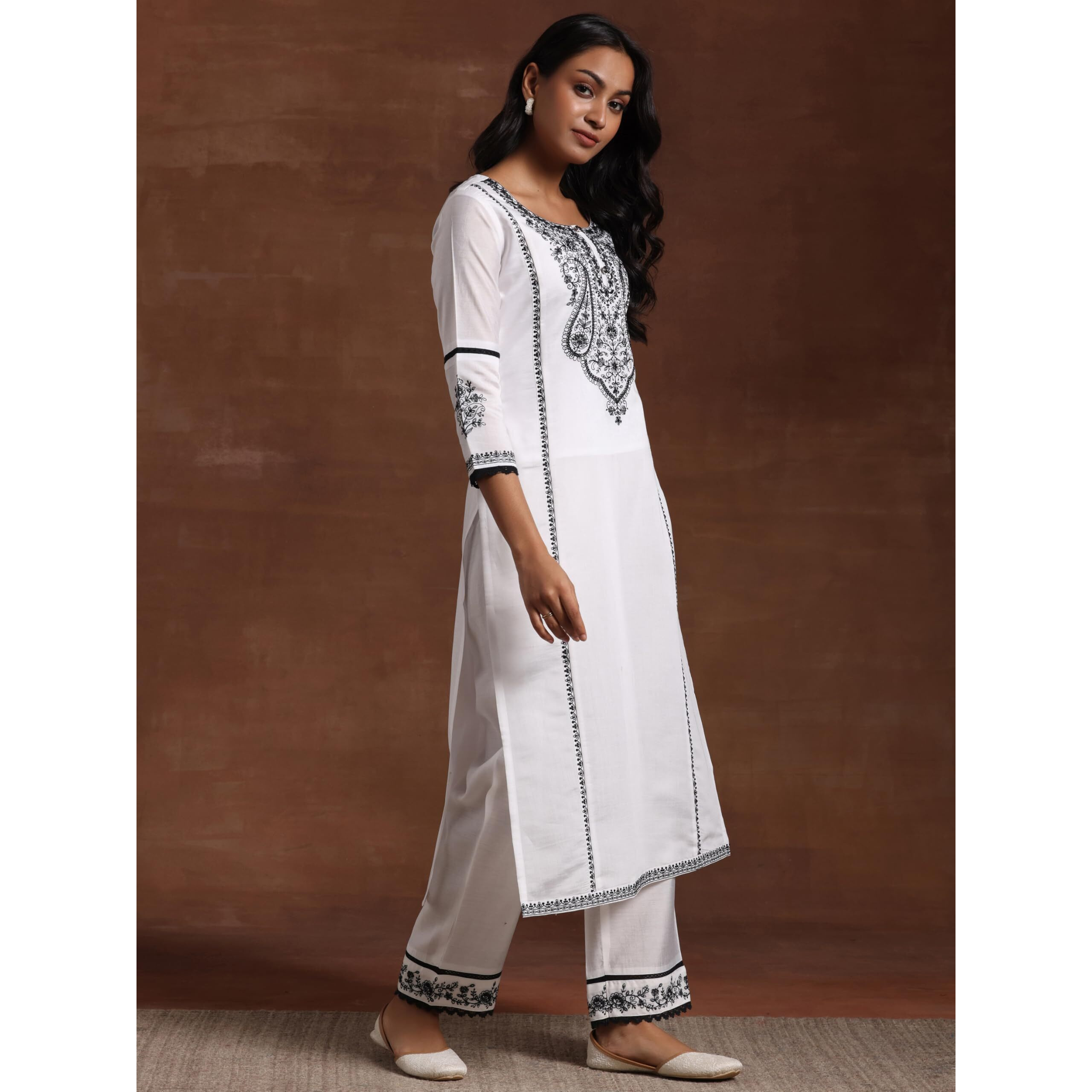 Libas Women's Pure Cotton Kurta Set (27823_White