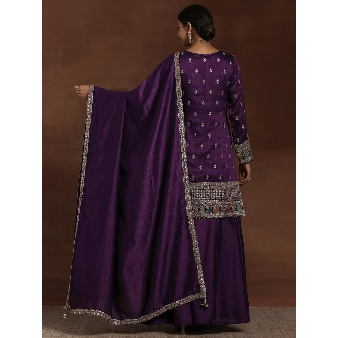 Libas Women's Silk Blend Kurta Sets (48608_Purple