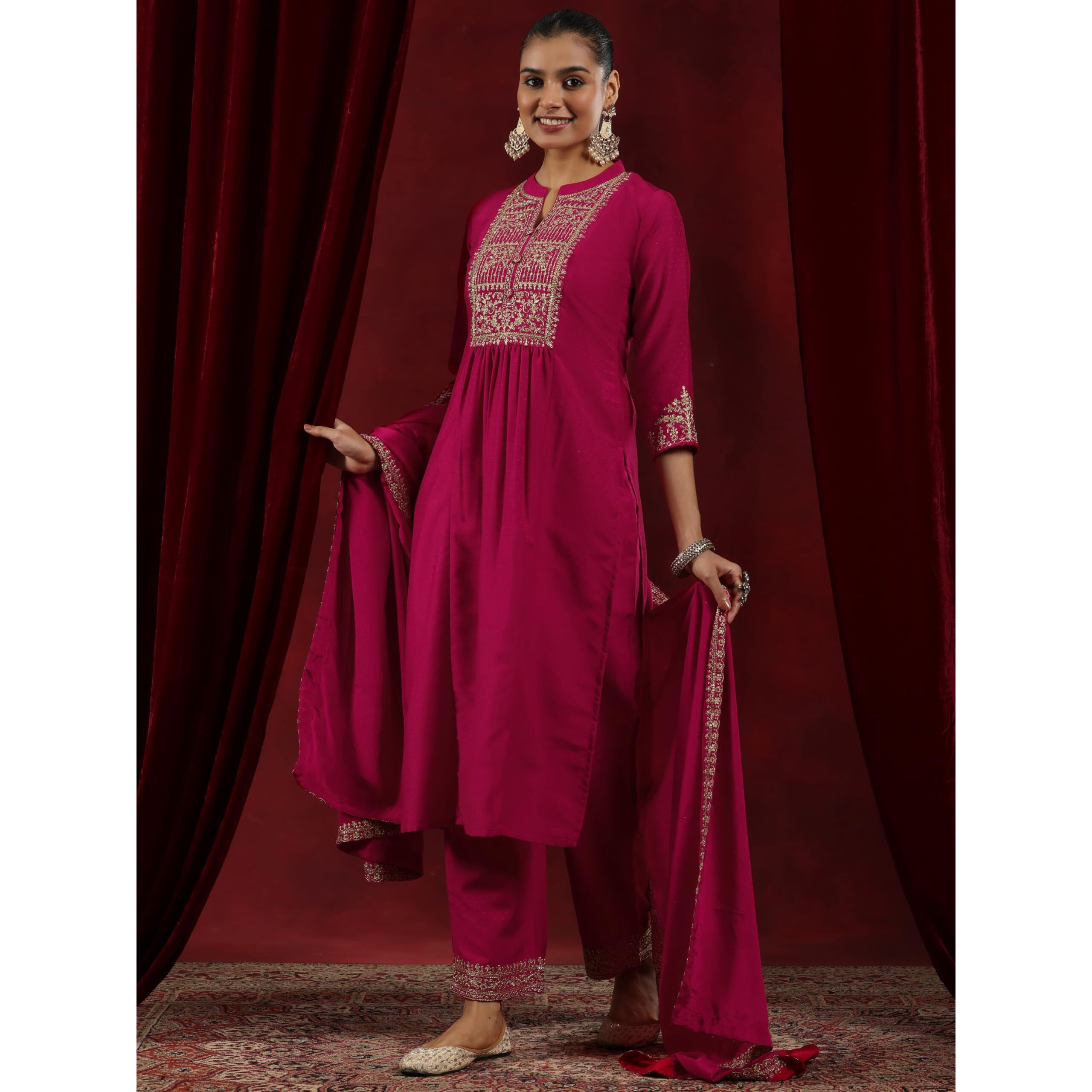 Libas Women's Silk Blend Kurta Set (48570