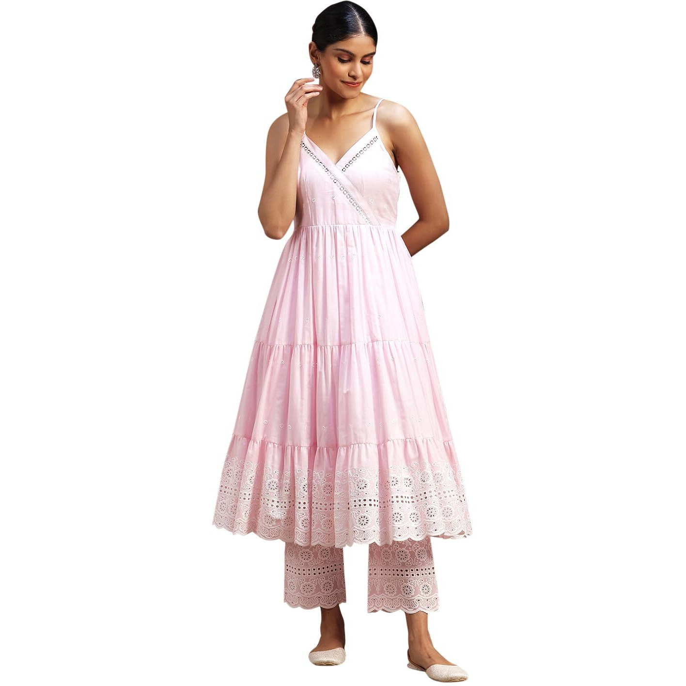 Libas Women Cotton Printed Kurta Sets (35926_Pink, Large