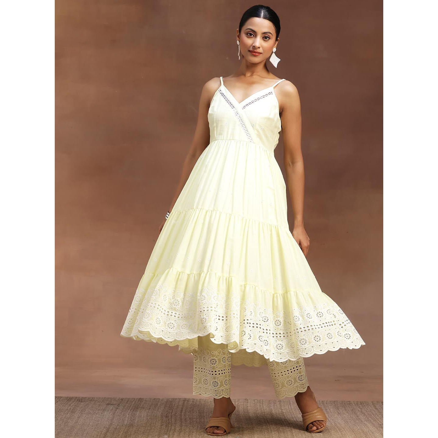 Libas Women's Cotton Regular Calf Length Kurta Sets (35928_Yellow