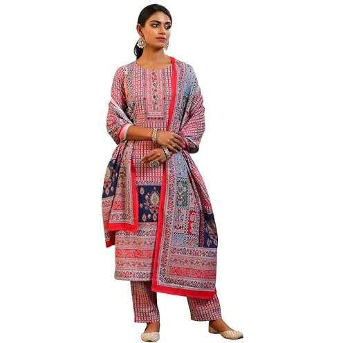 Libas Women's Linen Kurta Set (27840_Multicolor