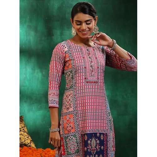 Libas Women's Linen Kurta Set (27840_Multicolor