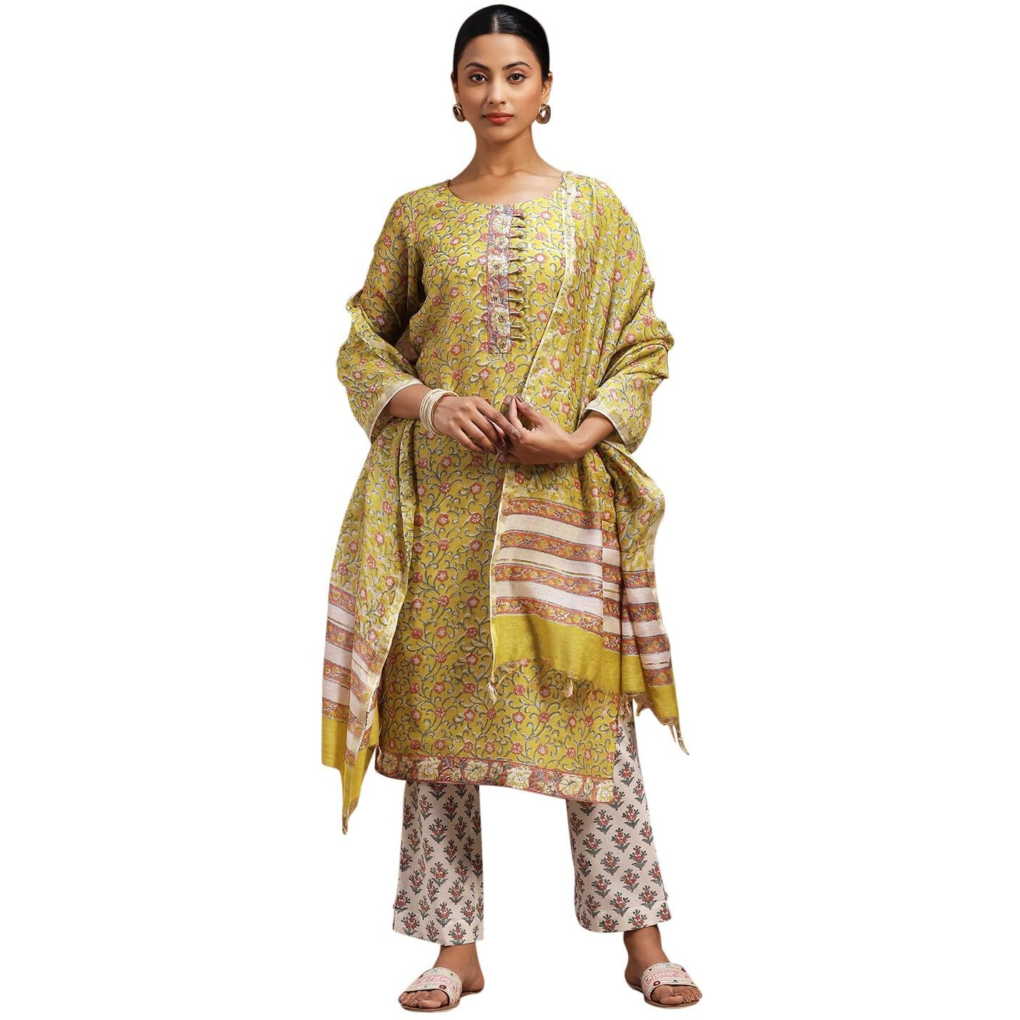 Libas Women's Cotton Kurta Set (36665O_Yellow