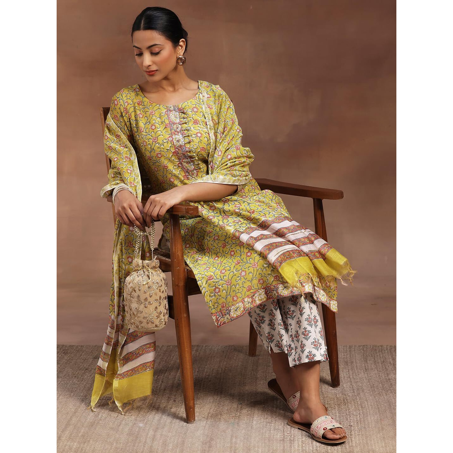 Libas Women's Cotton Kurta Set (36665O_Yellow