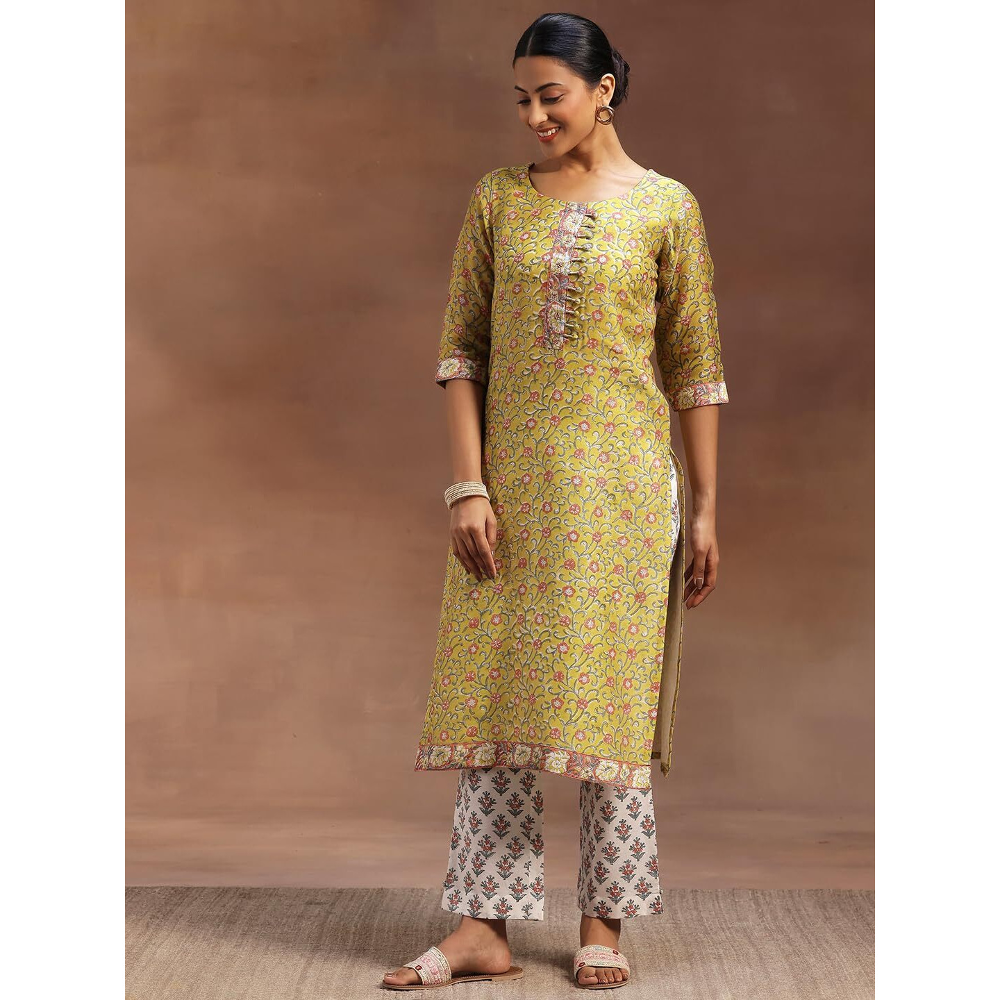 Libas Women's Cotton Kurta Set (36665O_Yellow