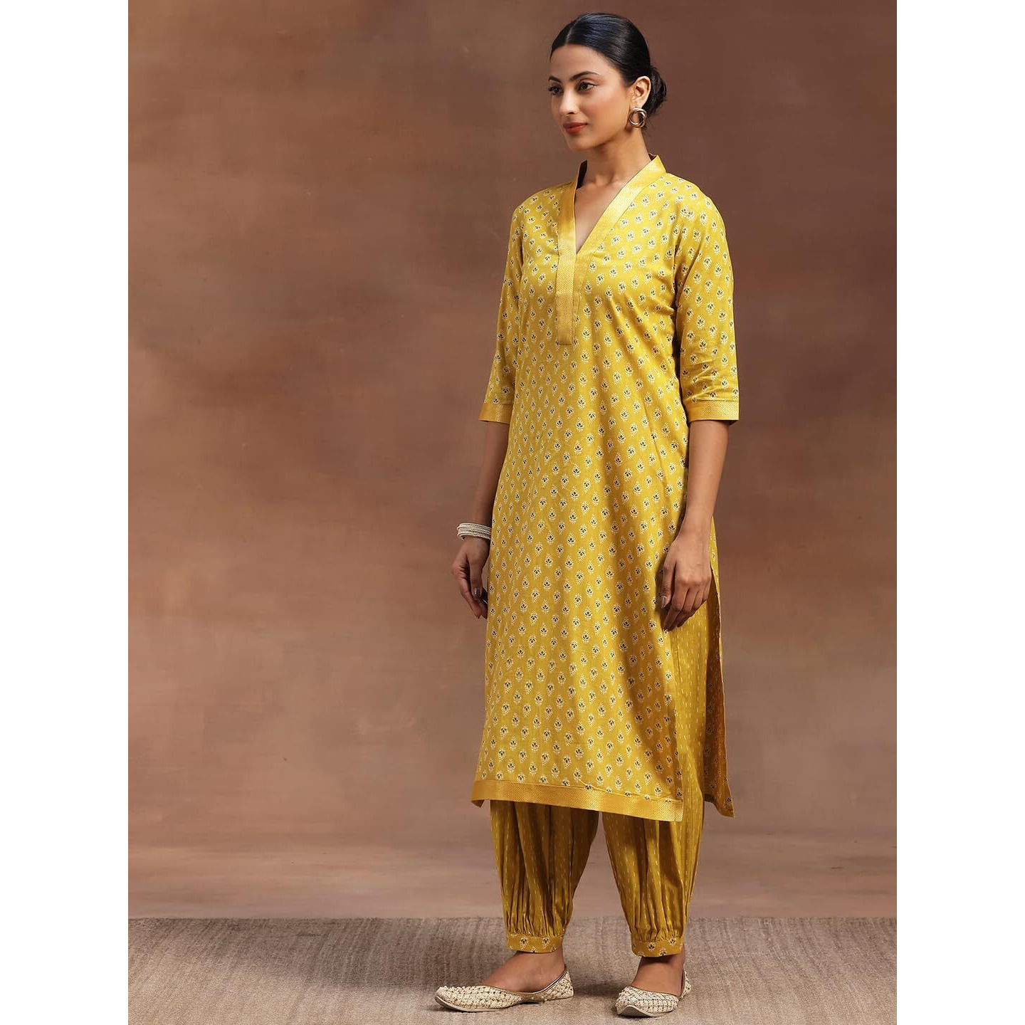 Libas Womens Printed Cotton Straight Kurta With Salwar And Dupatta