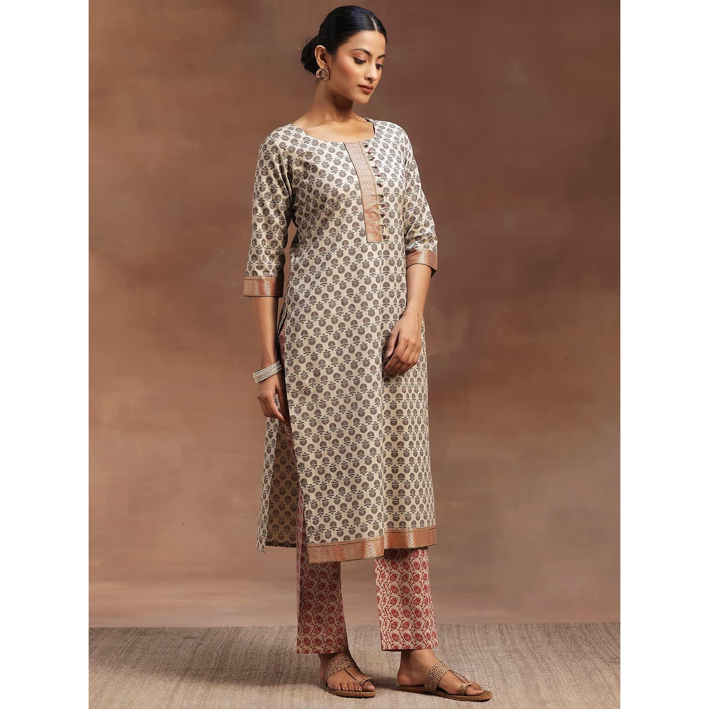 Libas Women's Cotton Kurta Sets (36670O_Beige_S)