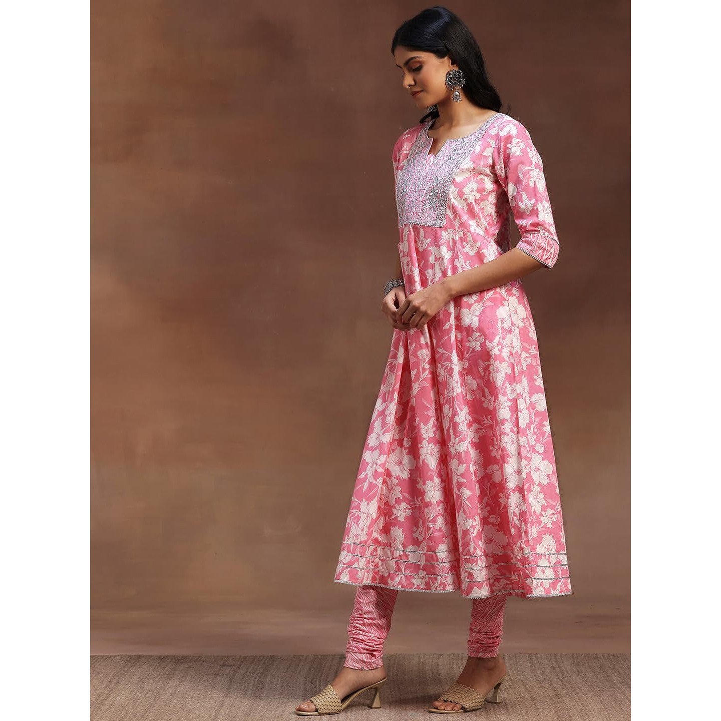 Libas Pink Pure Cotton Printed Kurta Sets For Women