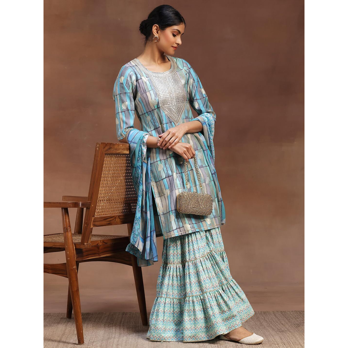 Libas Women's Silk Blend Kurta Set (36693O_Blue