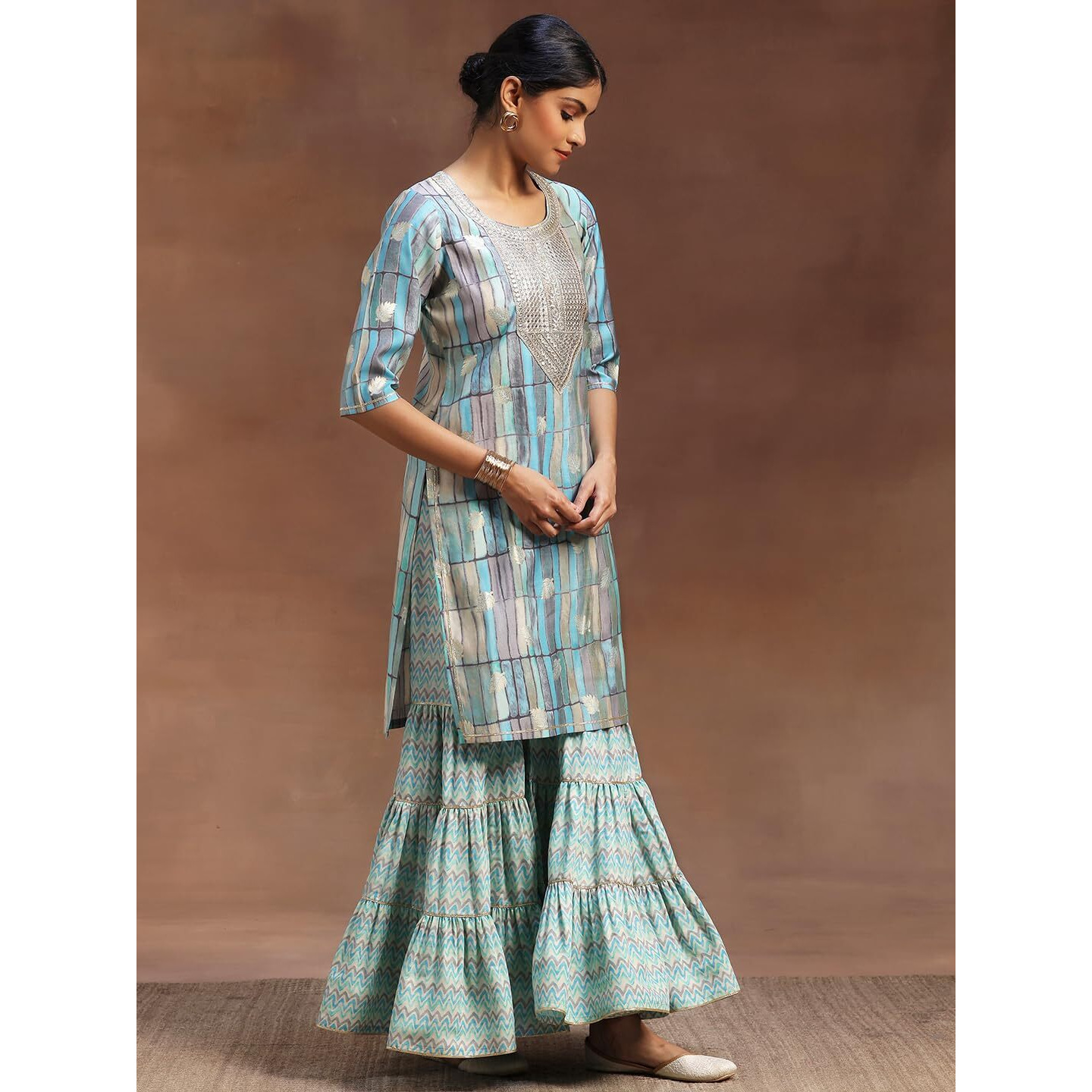 Libas Women's Silk Blend Kurta Set (36693O_Blue