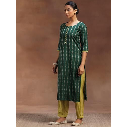 Libas Womens Woven Design Silk Blend Straight Kurta With Salwar And Dupatta