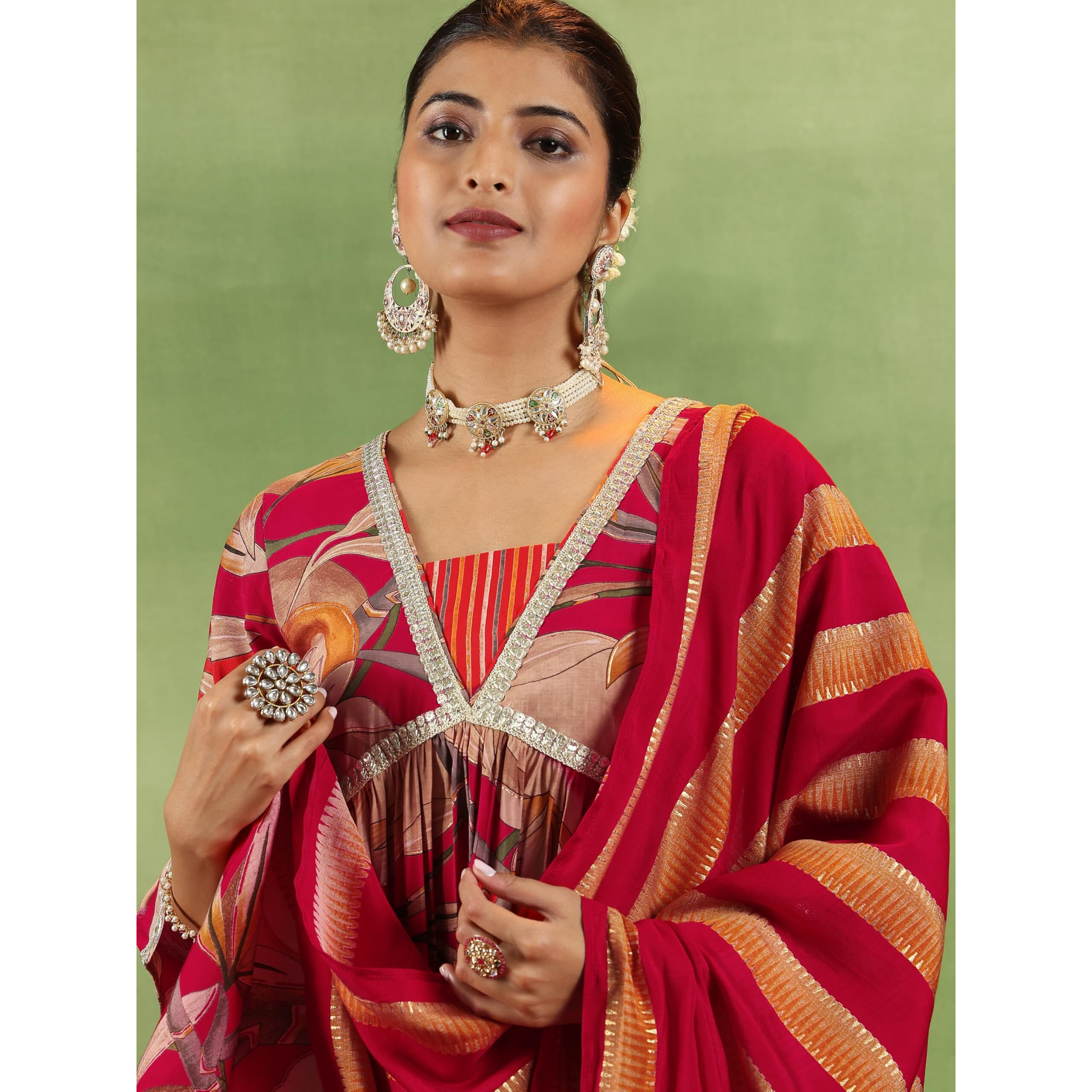 Libas Women's Silk Blend Kurta Set (36712_Red