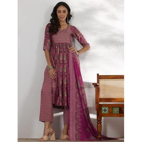 Libas Women's Silk Blend Kurta Set (36720_Pink