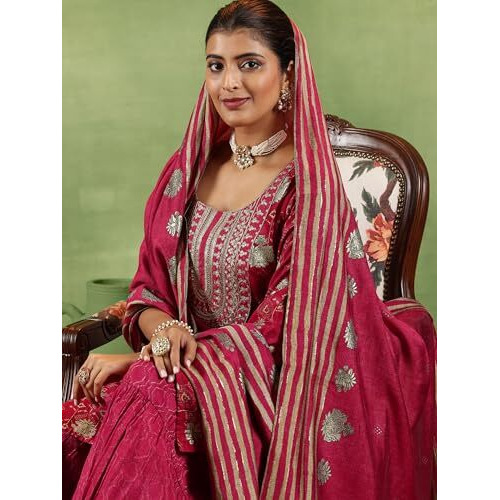 Libas Women's Silk Blend Kurta Set (36733_Pink